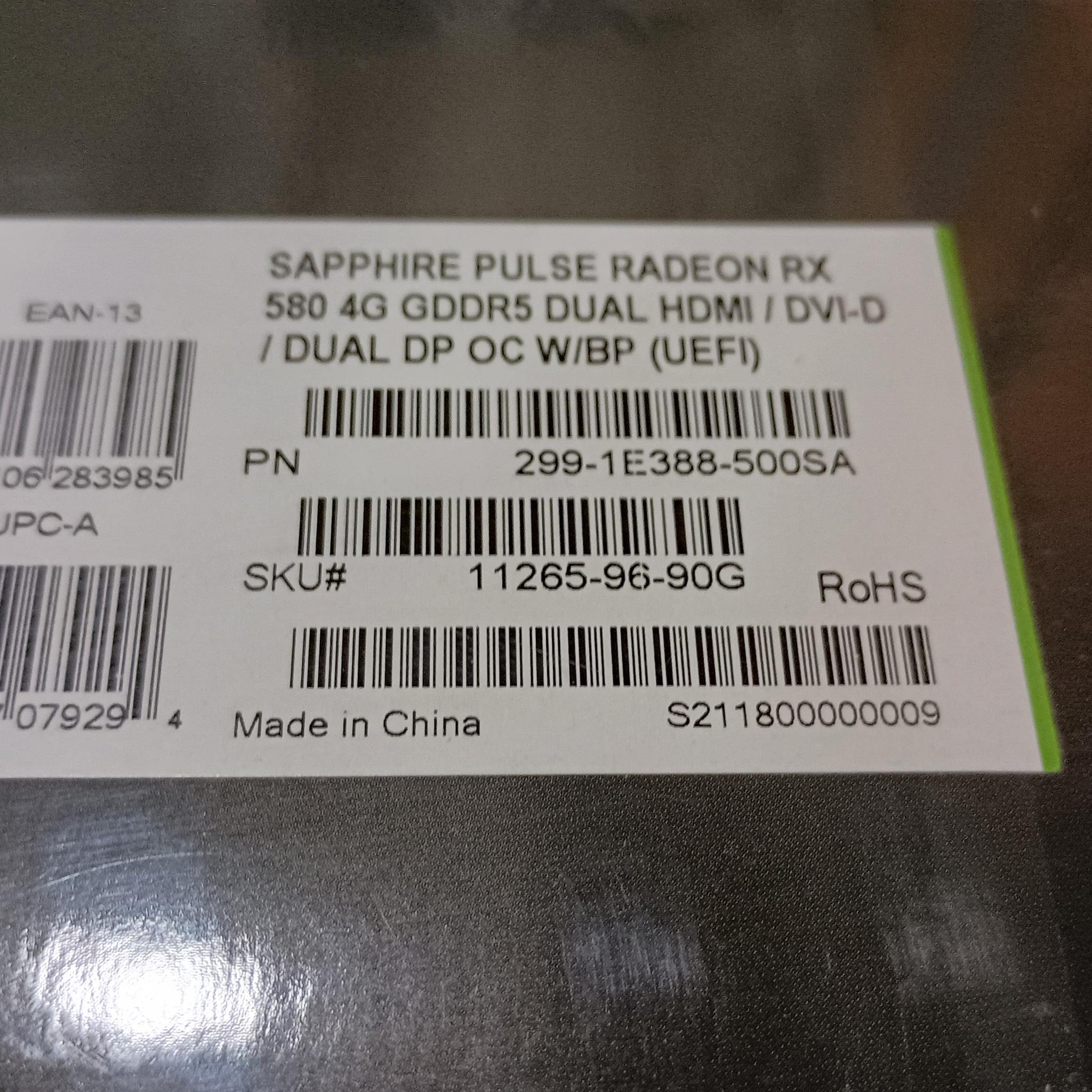 Sapphire Pulse Radeon RX580 4GB