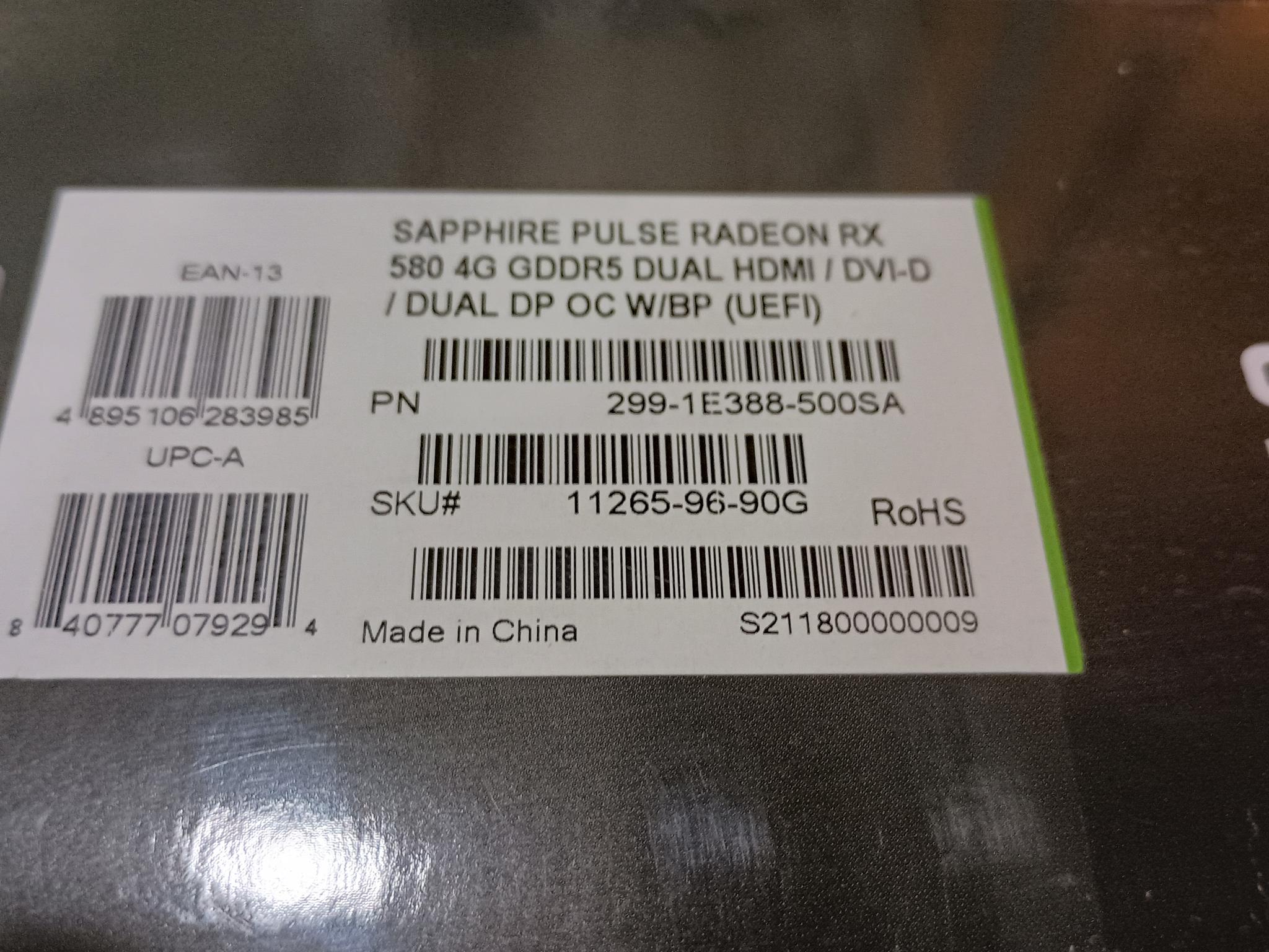 Sapphire Pulse Radeon RX580 4GB