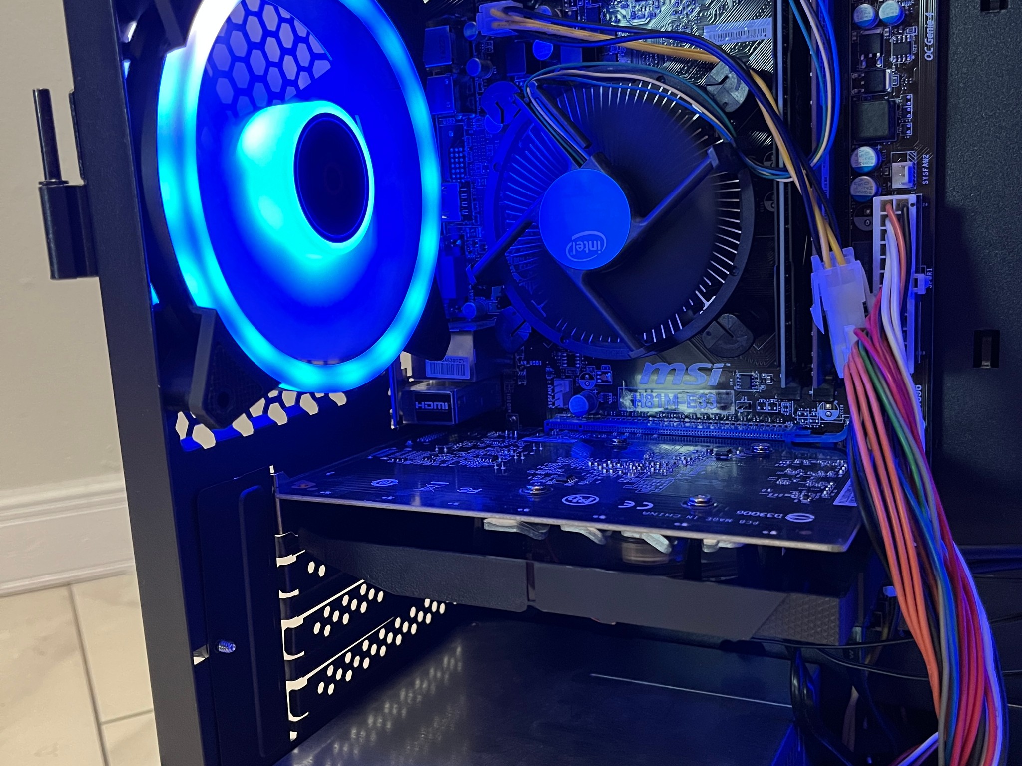 Super Budget PC - Intel i3-4160, NVIDIA GT 1030, 12GB RAM, 378GB Storage, w/ Wi-Fi, BT & RGB Remote