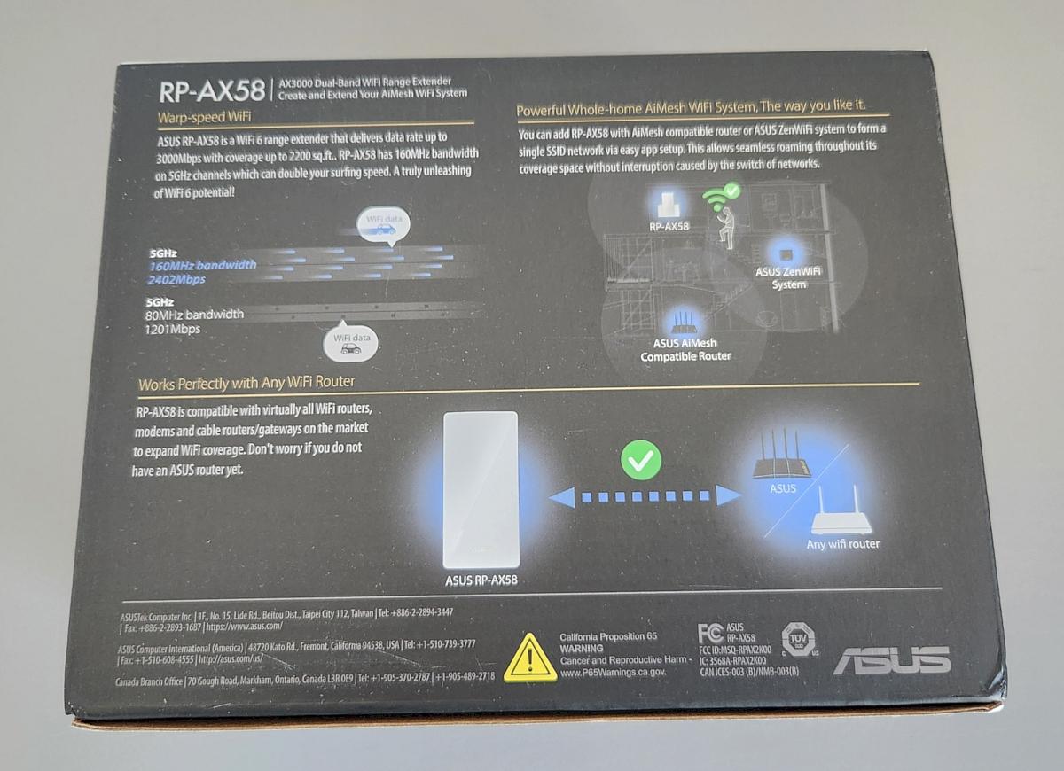 Asus RP-AX58 AX3000 WiFi 6 extender for AI Mesh gaming routers