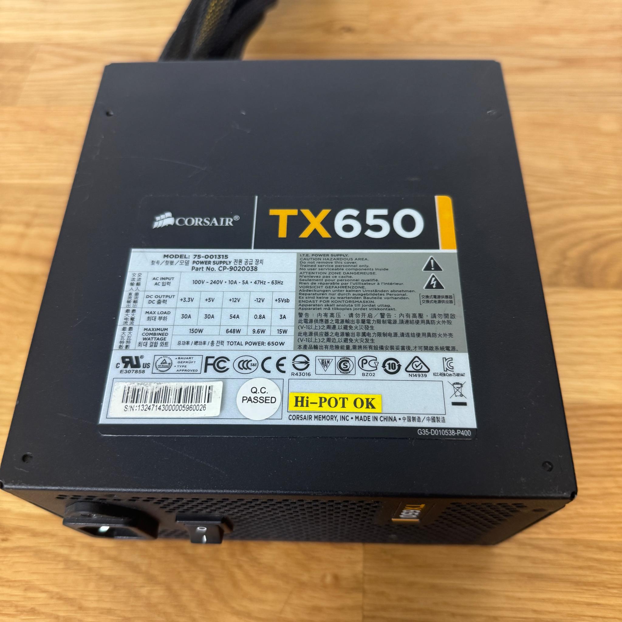 Corsair TX650 650w PSU Power Supply 80-Plus Bronze