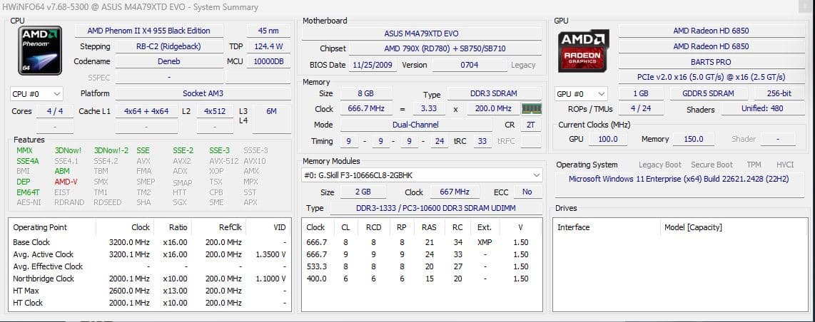 [All-AMD Retro Build] Phenom II X4 955 | Radeon HD 6850 | 8GB RAM | 256GB SSD | Hyper 212