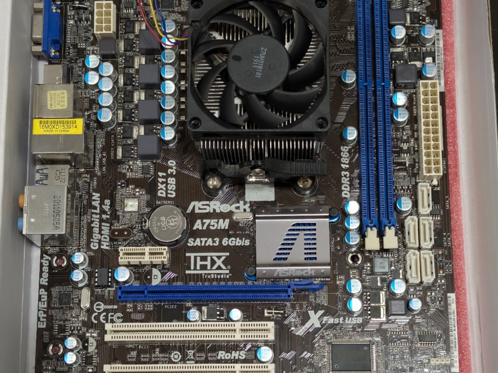 AsRock A75M MicroATX Motherboard with AMD A8-3800 CPU 4GB RAM IO Shield Cooler