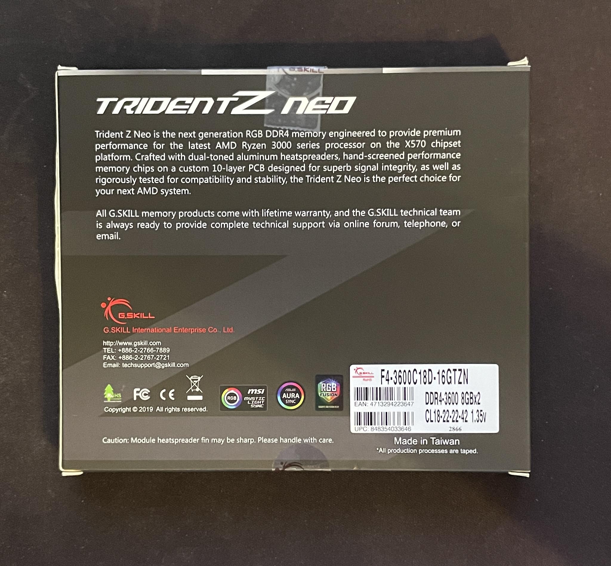 G.Skill TridentZ Neo DDR4 3600 16GB (2x8GB) RAM
