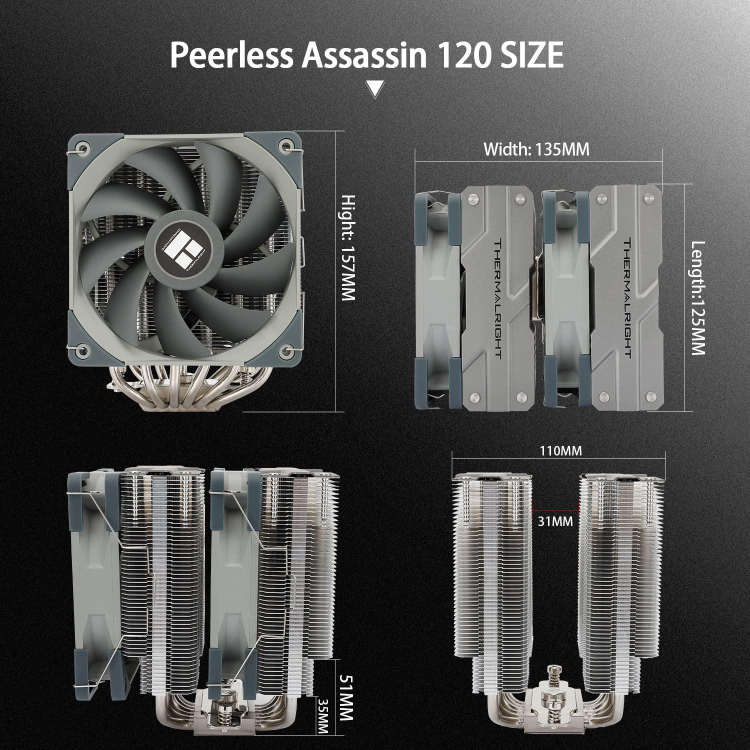 Thermalright Peerless Assassin 120 CPU Air Cooler, 6 Heatpipes, Dual 120mm TL-C12 PWM Fans