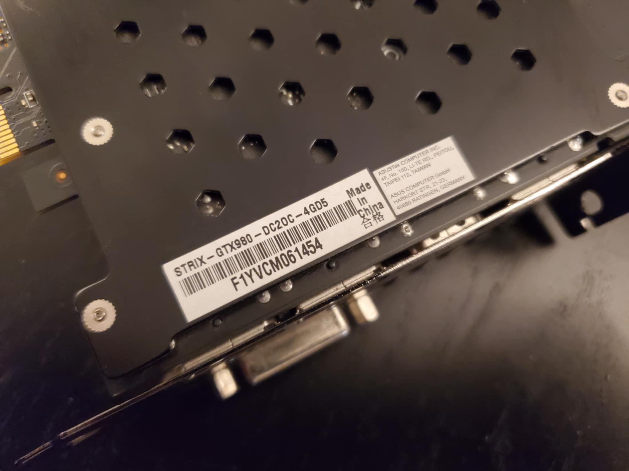 Holiday Sale! - Asus Strix GeForce GTX 980 4gb GPU Overclocked - Used