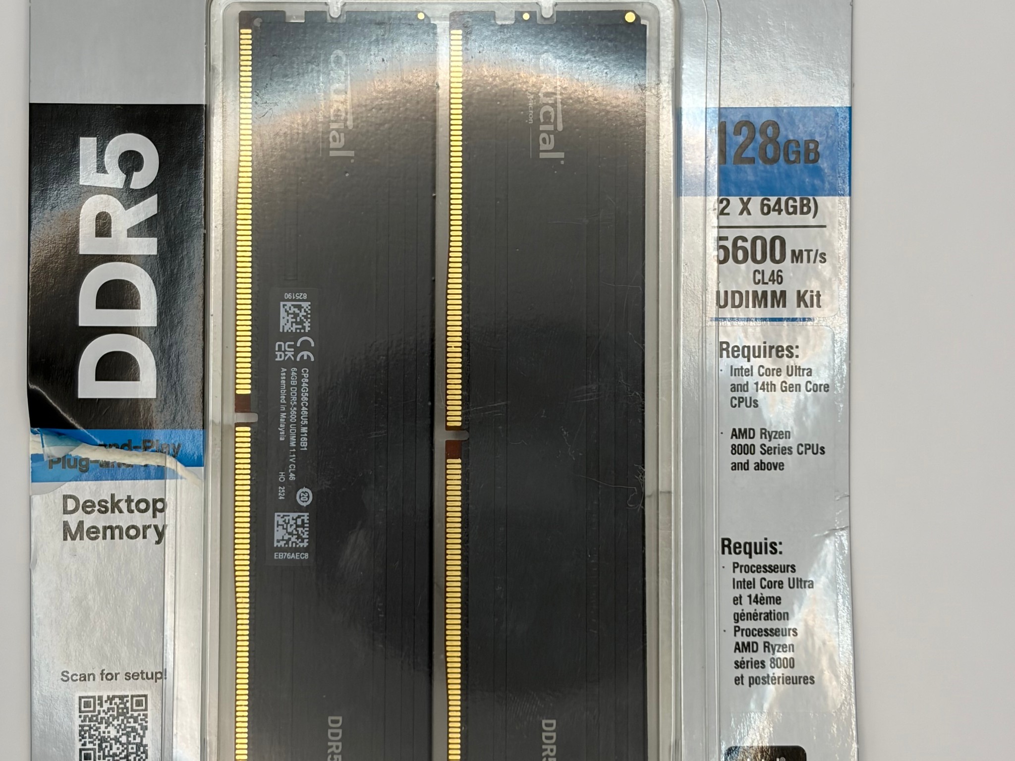 128GB Crucial 5600MT DDR5 (2x64gb)