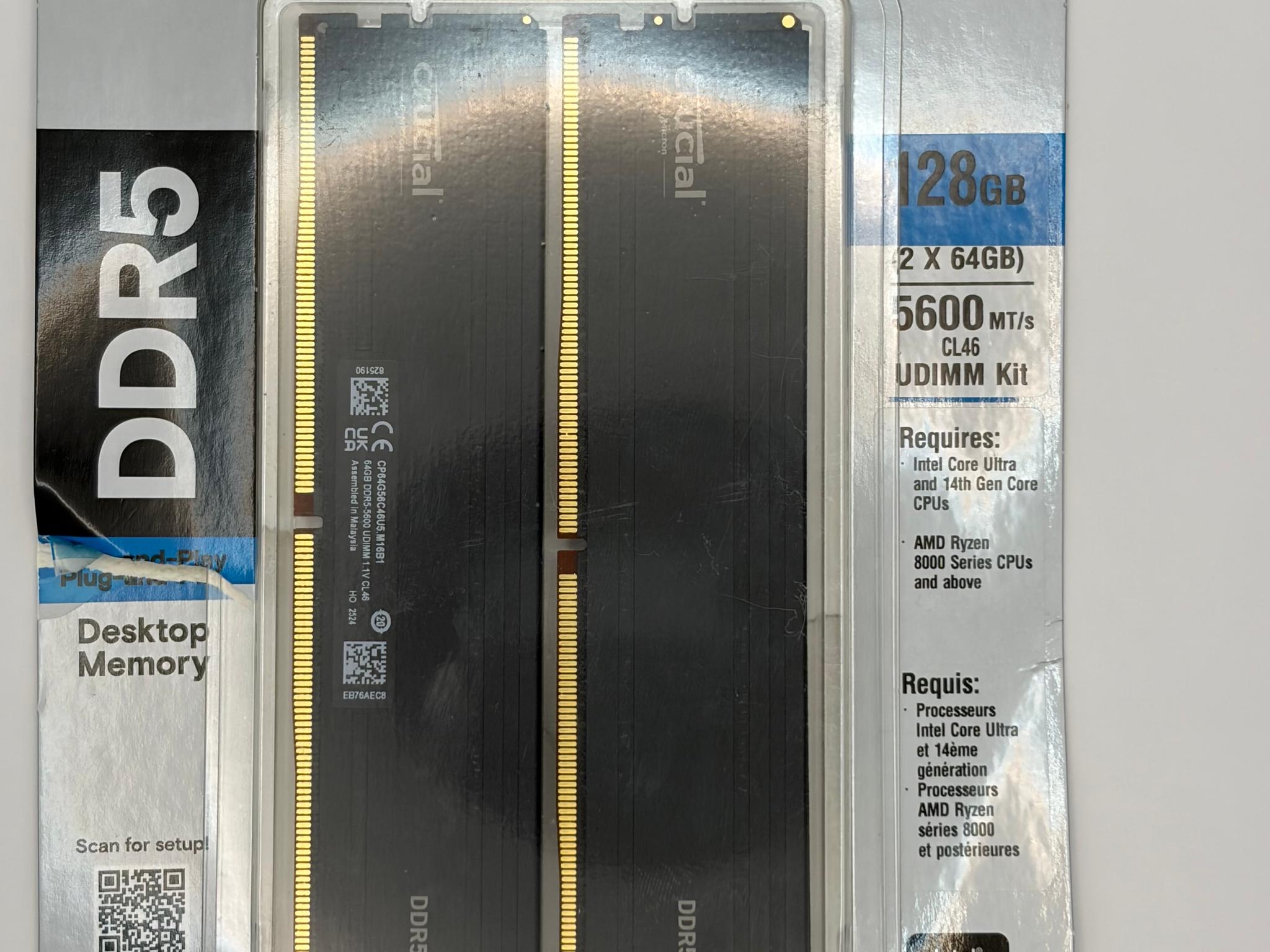 128GB Crucial 5600MT DDR5 (2x64gb)