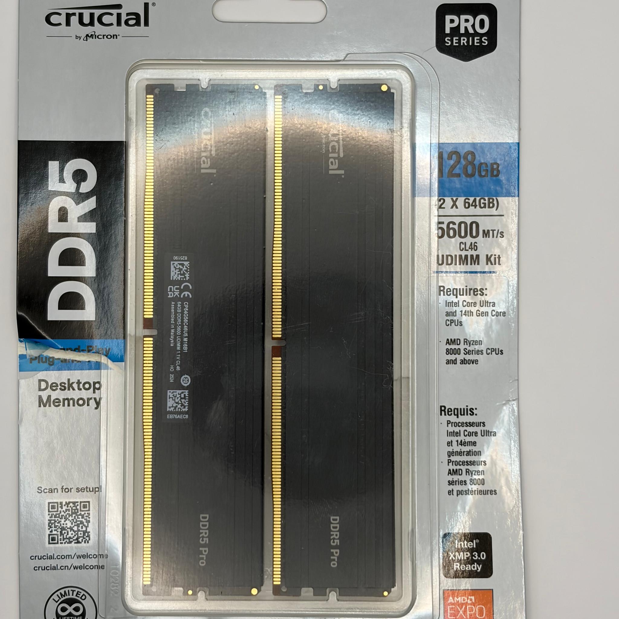 128GB Crucial 5600MT DDR5 (2x64gb)