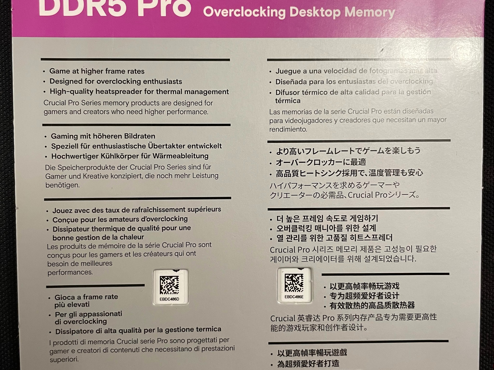 Crucial Pro 64GB (2 x 32GB) DDR5-6000 PC5-48000 CL40 Dual Channel CP2K32G60C40U5W - White