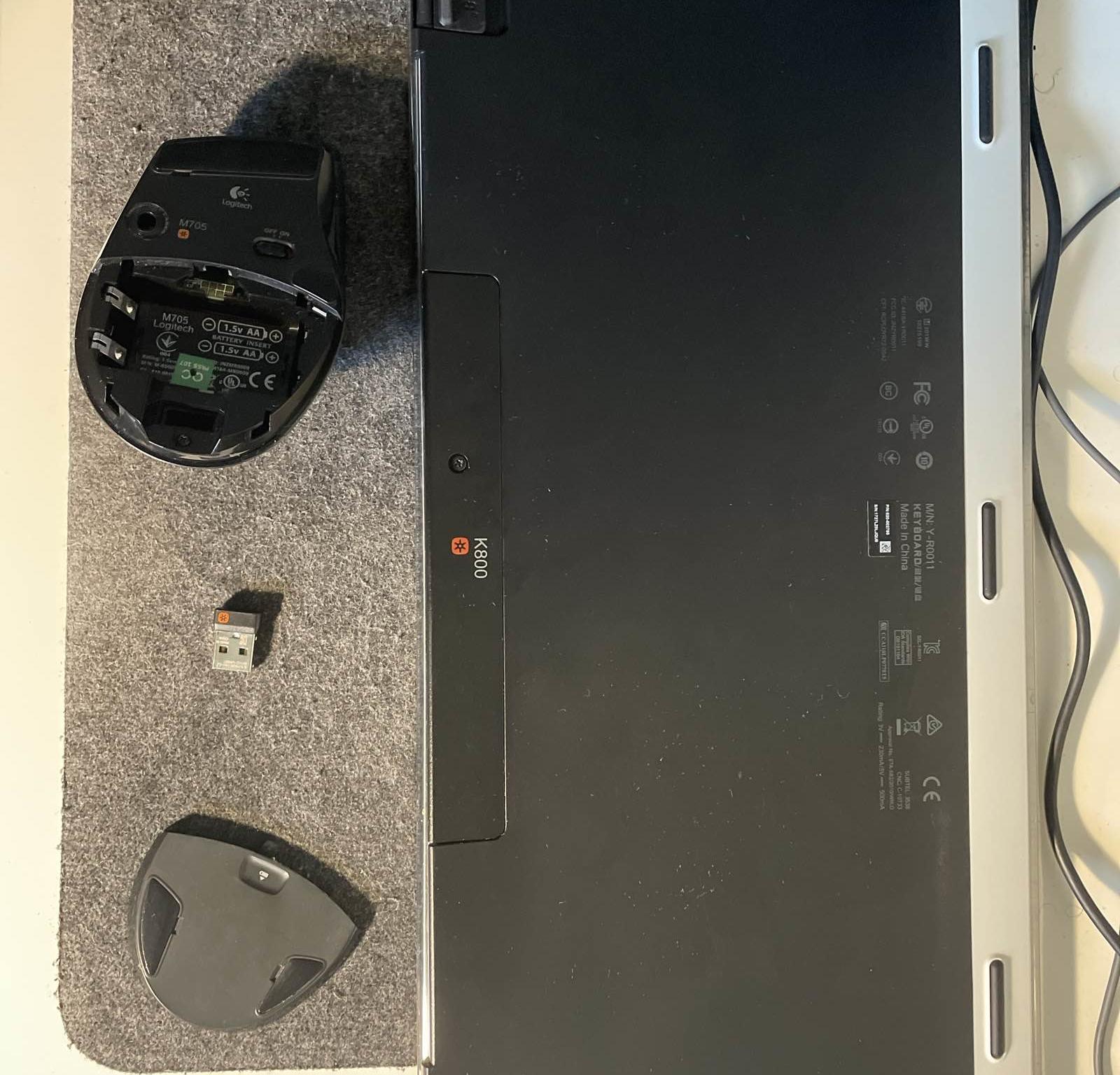 Logitech K800 Wireless Keyboard + Logitech M705. Tested