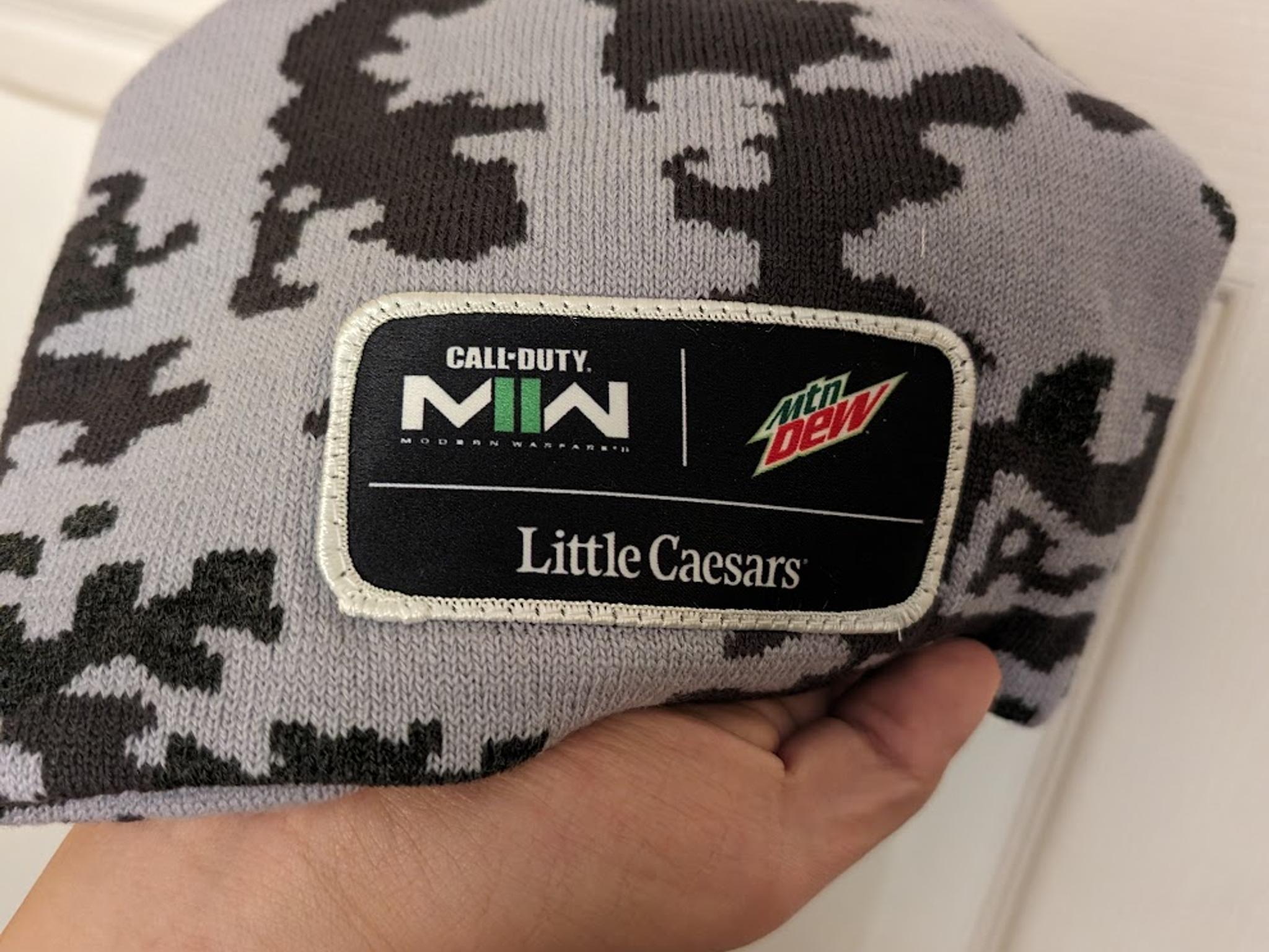 New Open Box Call of Duty Modern Warfare II / Mountain Dew / Little Caesars Beanie, Gray/Black Camo