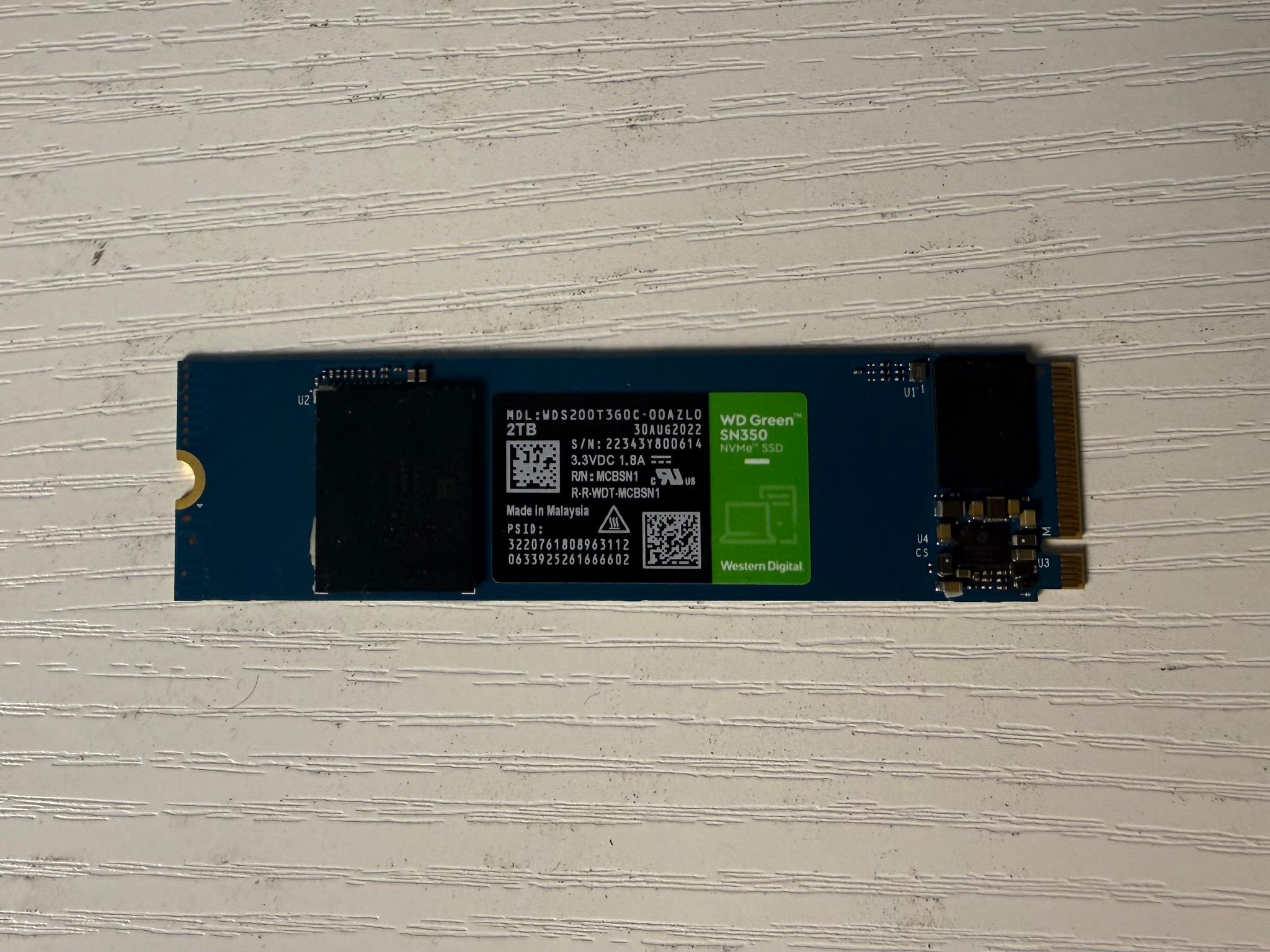 Western Digital WD Green SN350 2TB NVME SSD