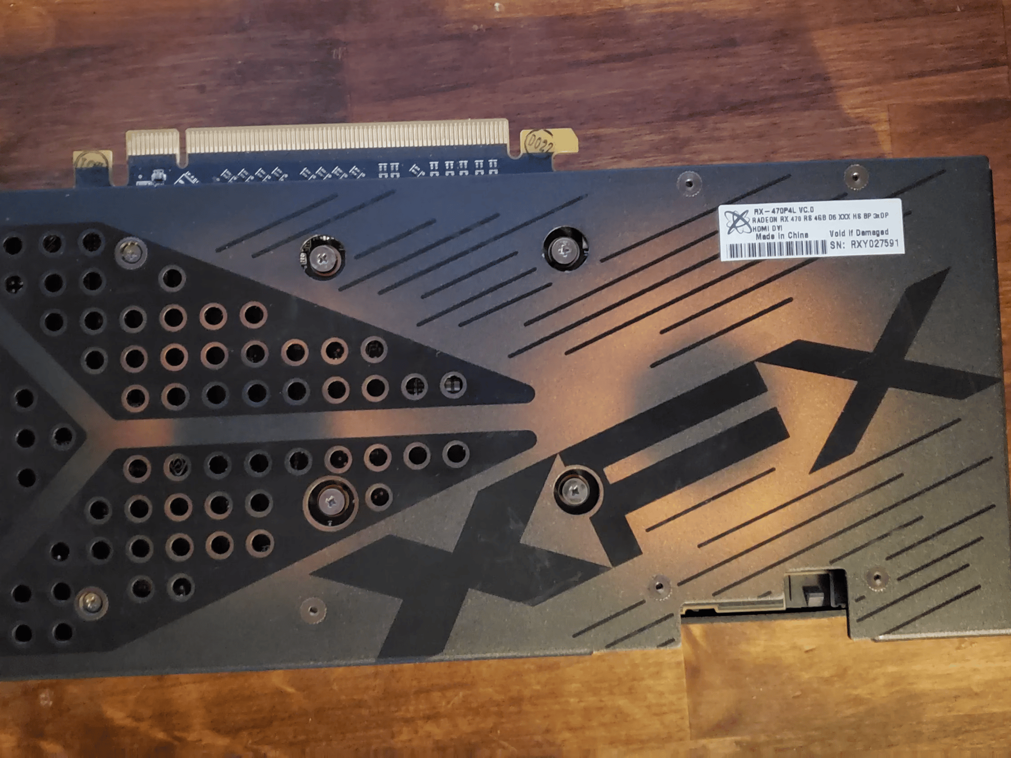 XFX RX 470 graphics card with 4gb memory and MSi fan set.