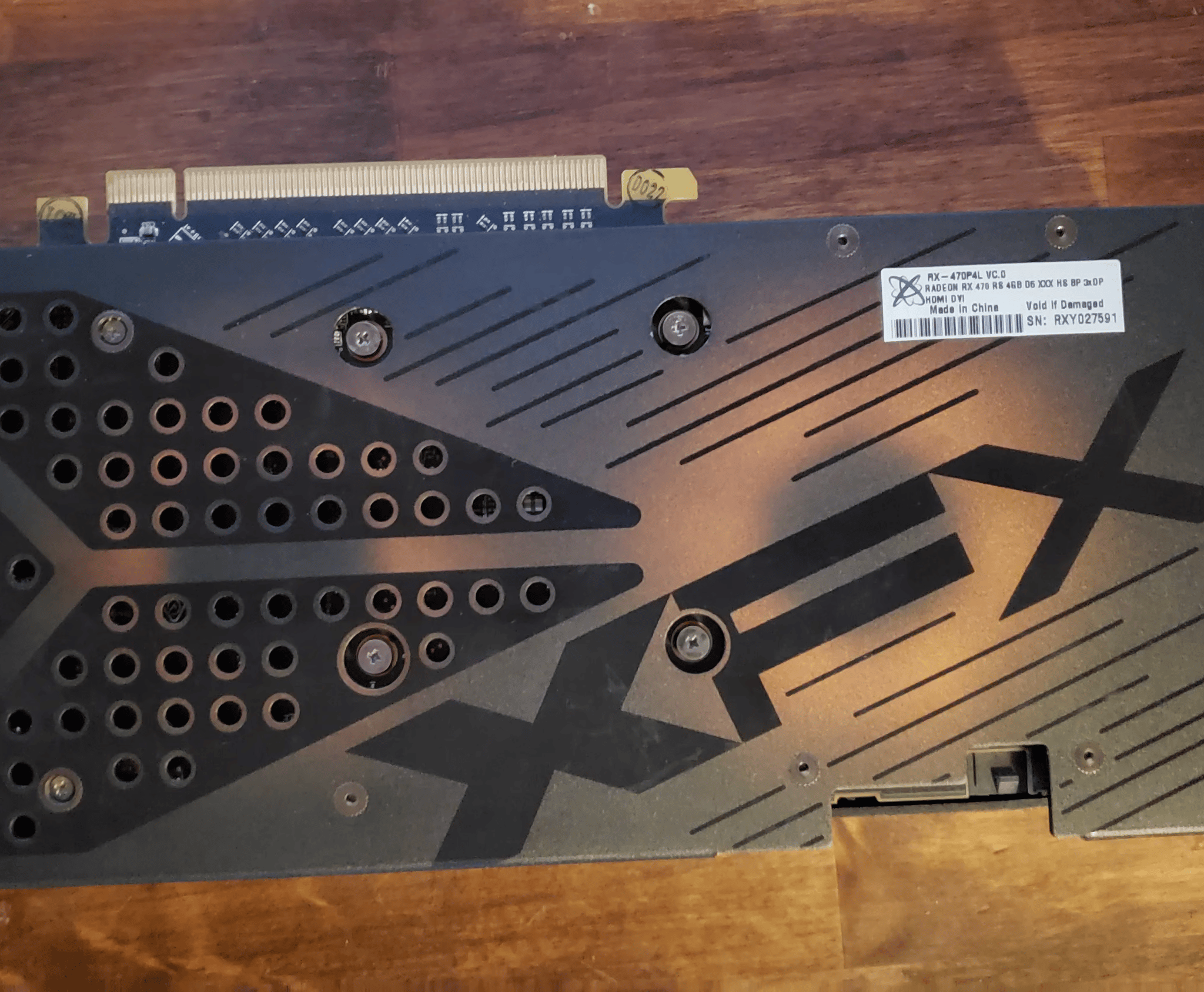XFX RX 470 graphics card with 4gb memory and MSi fan set.