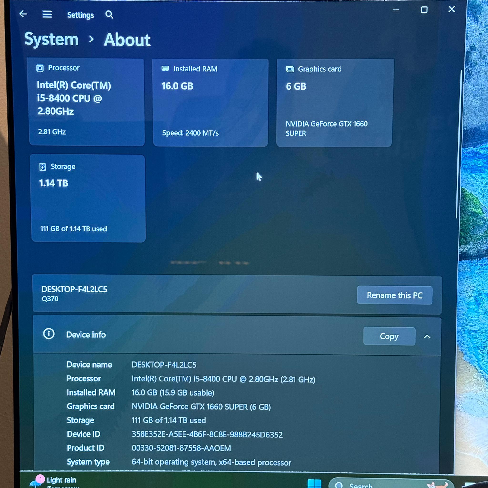 GeForce GTX 1660 Super Custom Gaming PC - Core i5-8400