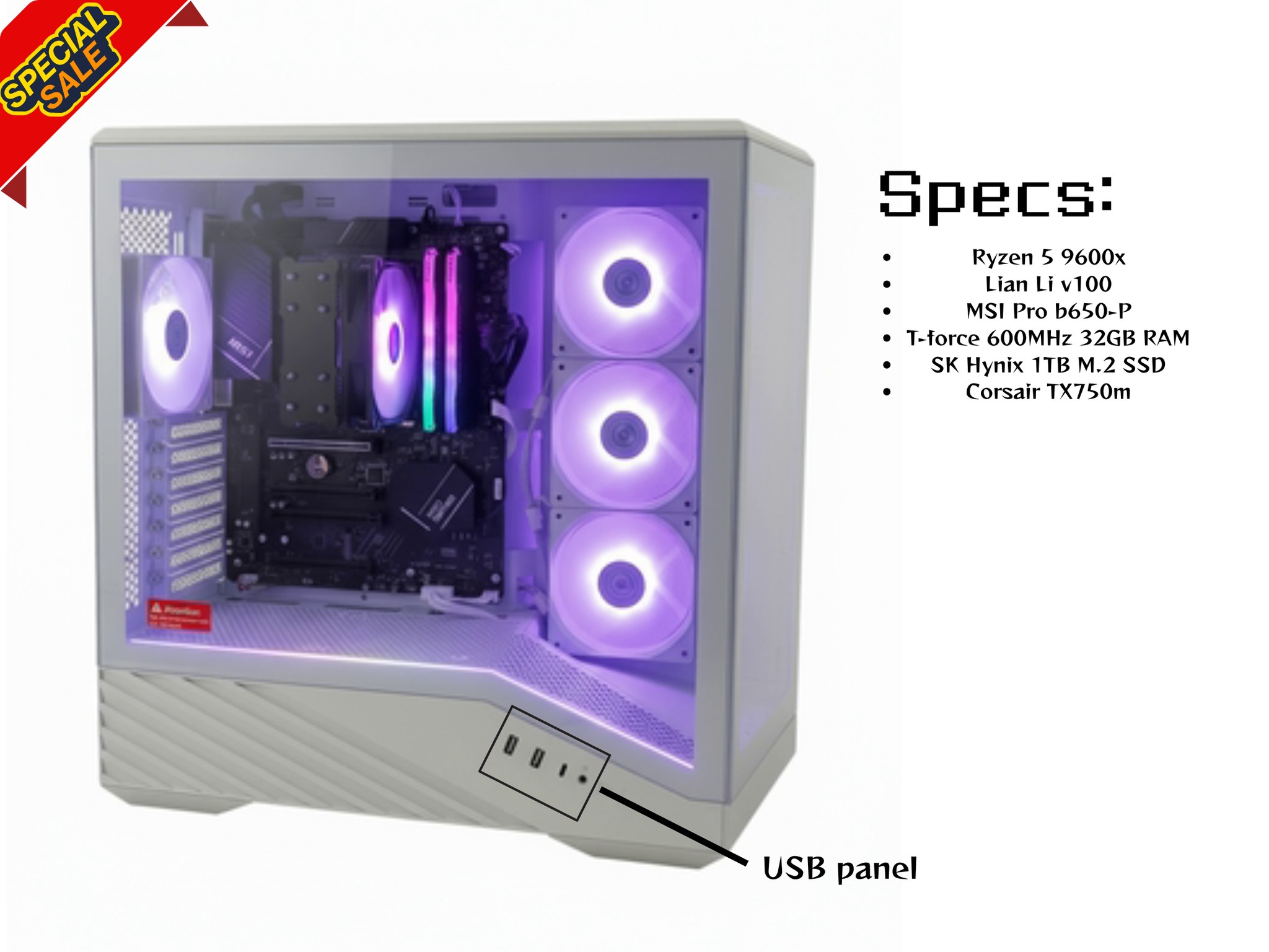 $1000 —> $599.99 Custom Gaming PC Ryzen 9600x DDR5 6000MHz 32gb RAM 1TB M.2 2280 SSD(PRE-BUILT NEW)