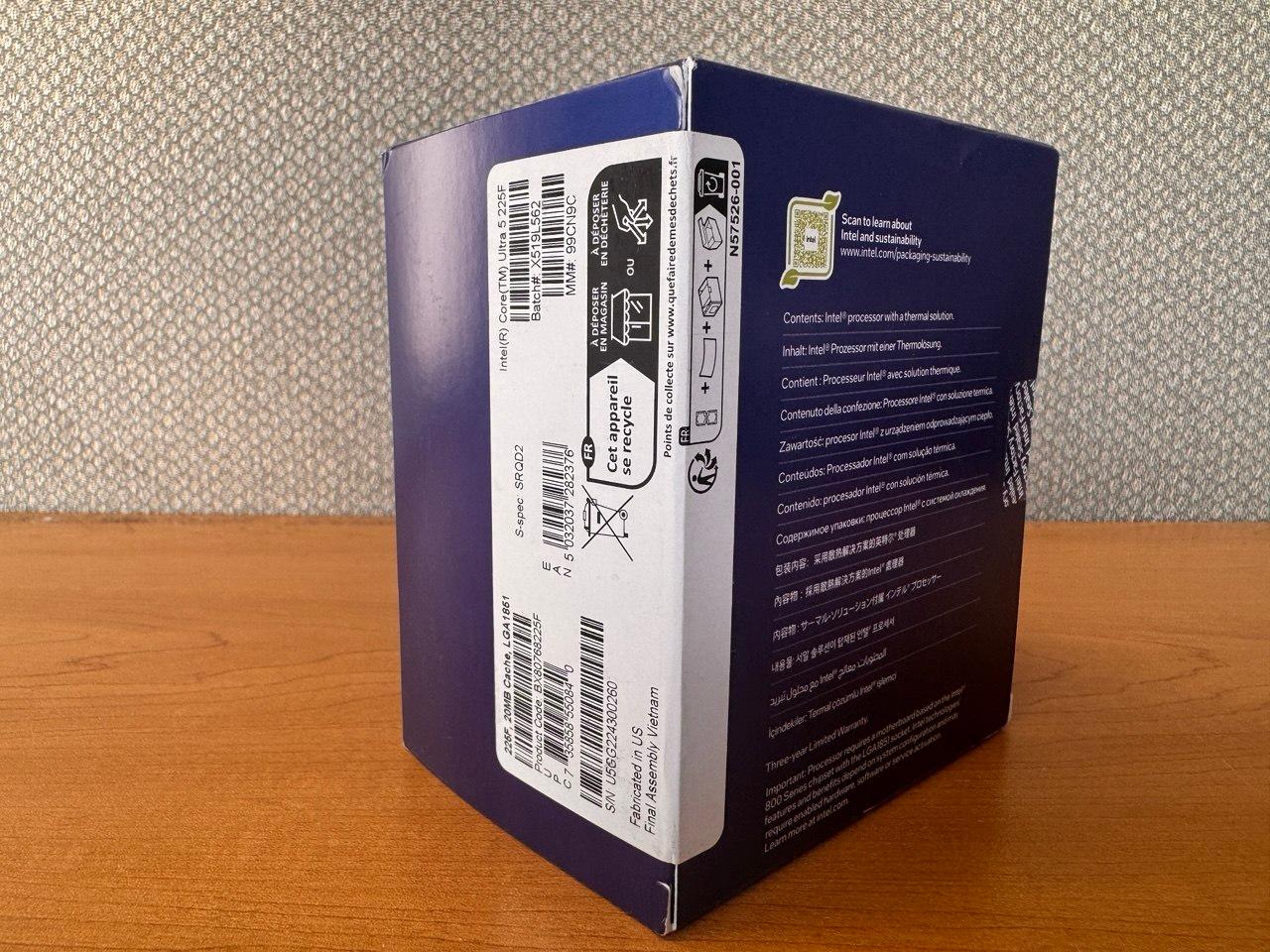 Intel Core Ultra 5 225F 10 Cores 4.9GHz LGA-1851 Processor (BX80768225F) Sealed