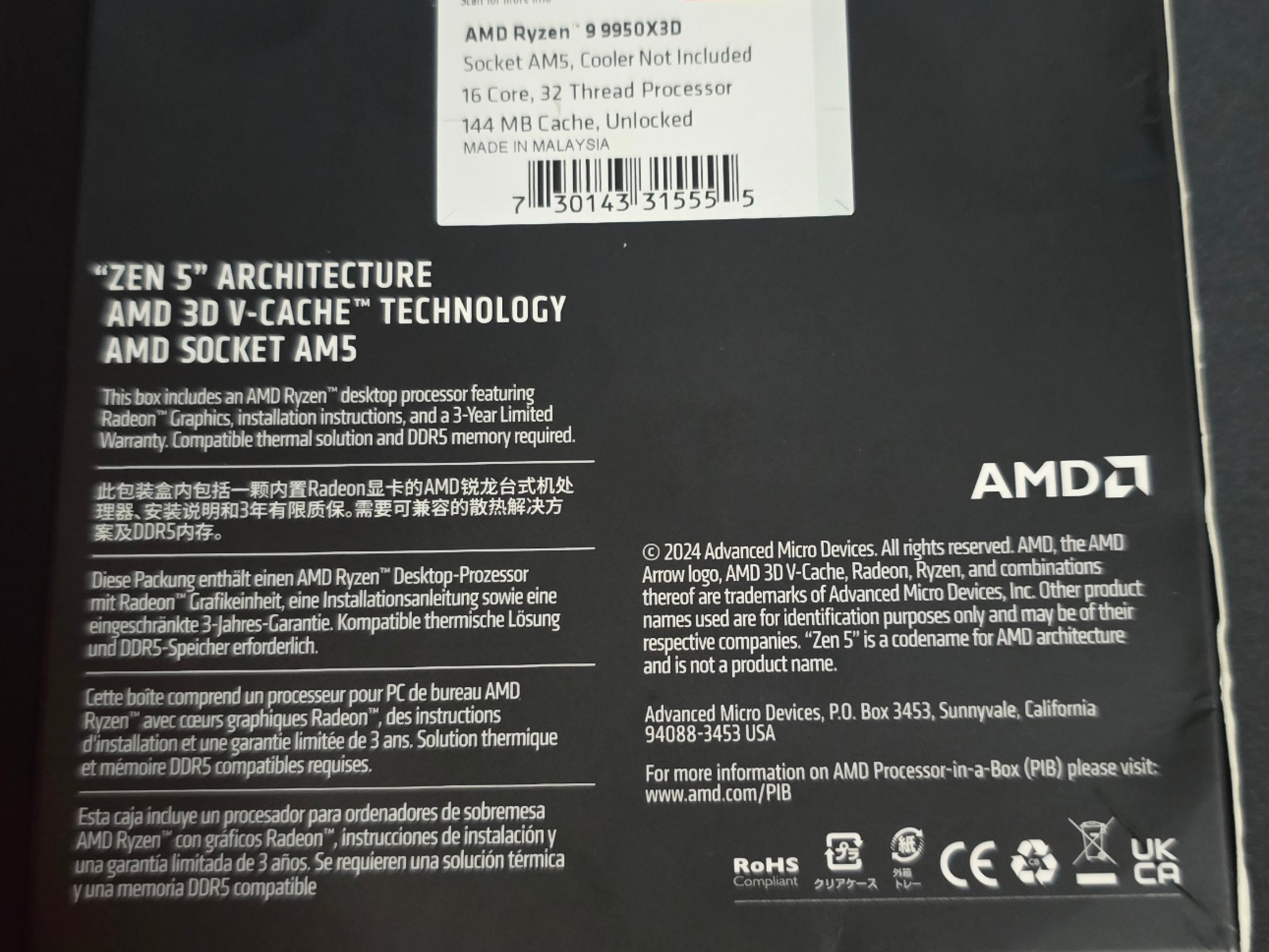 AMD Ryzen 9 9950X3D – Brand New Sealed, Never Opened – $599