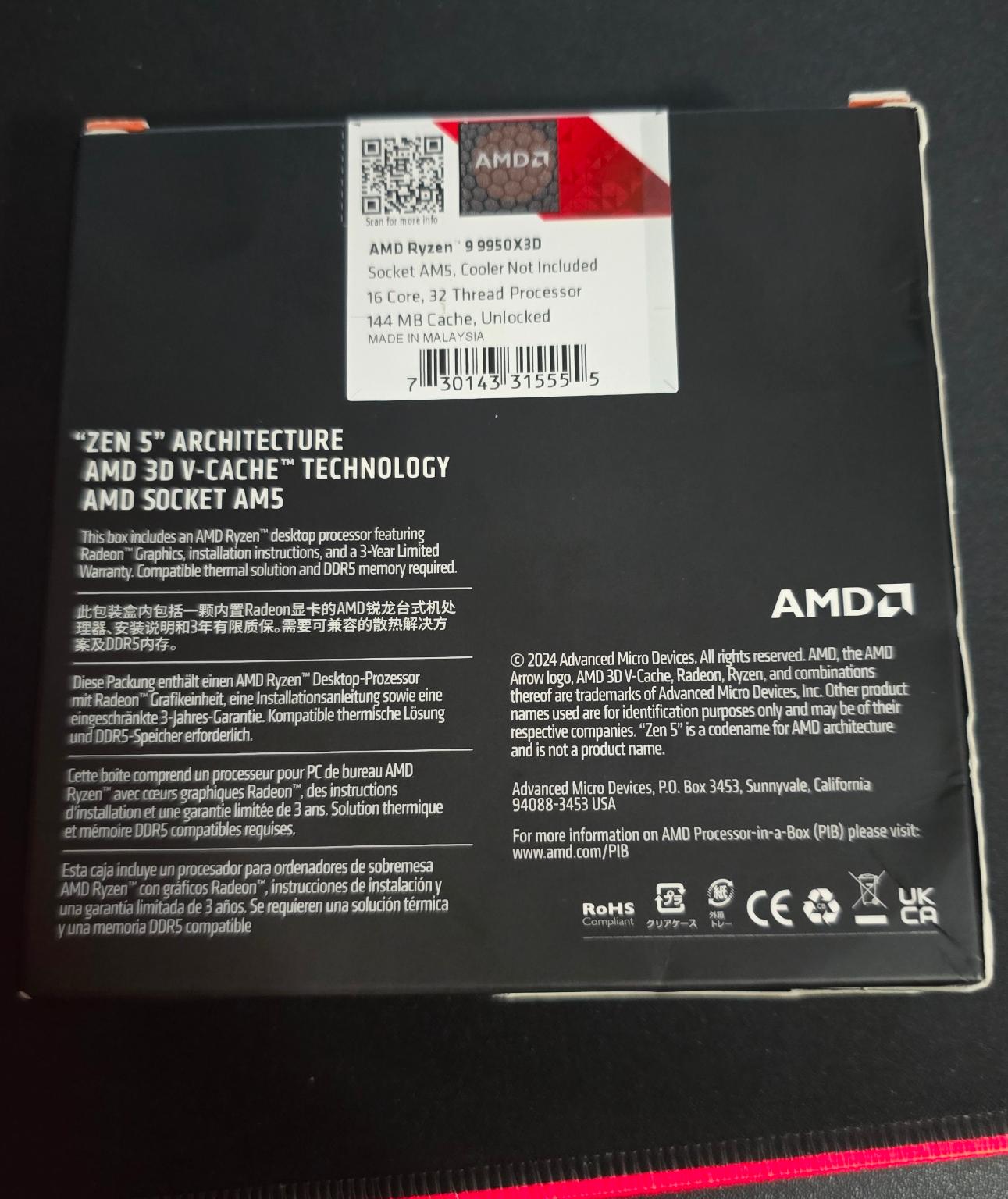 AMD Ryzen 9 9950X3D – Brand New Sealed, Never Opened – $599