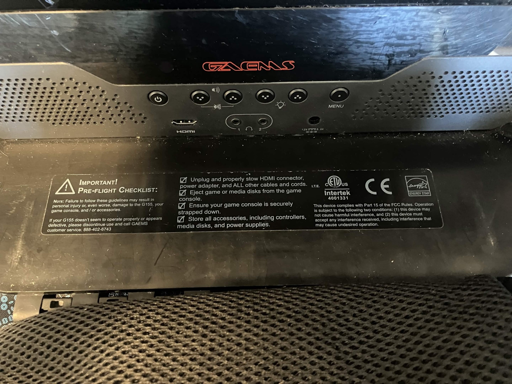 GAEMS G155 Sentry Portable Gaming Monitor, Travel Case, with Speakers