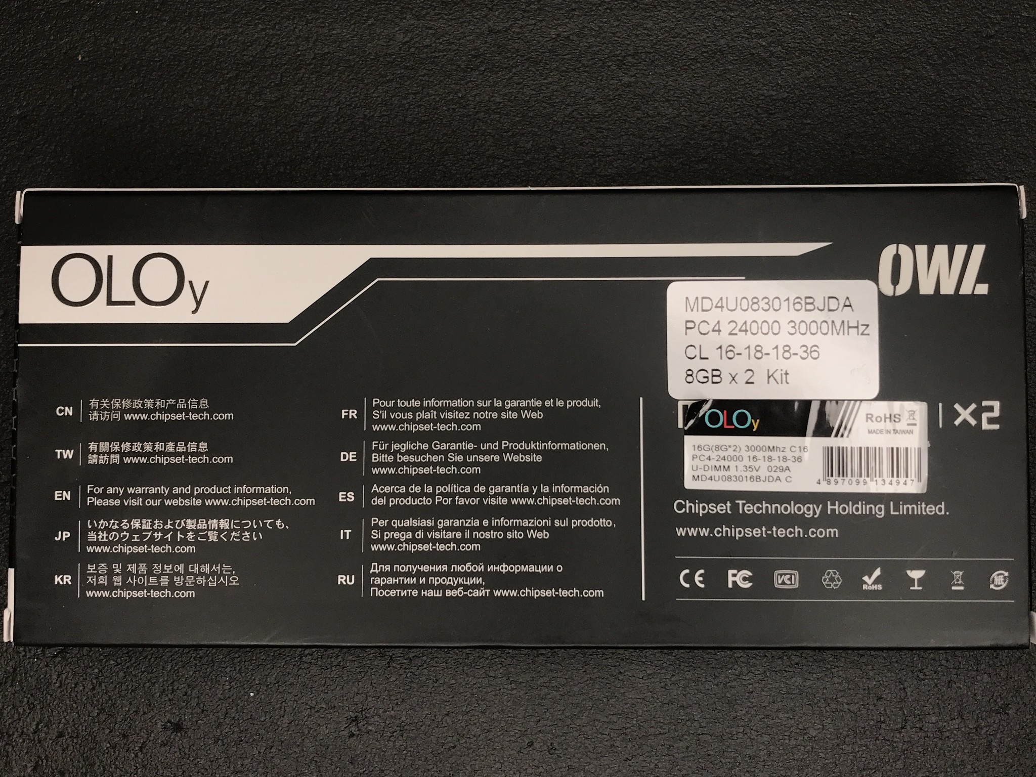 Used black OLOy 16GB DDR4-3000 cl16 