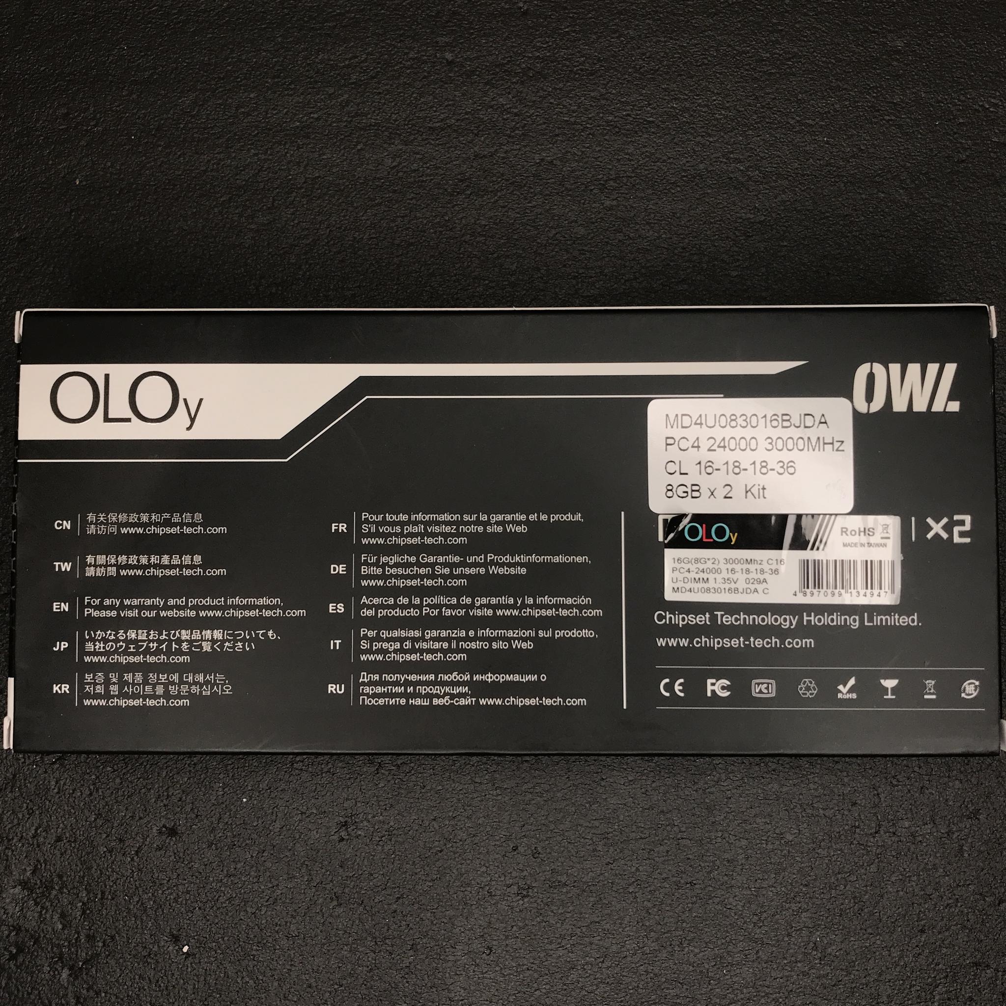 Used black OLOy 16GB DDR4-3000 cl16 