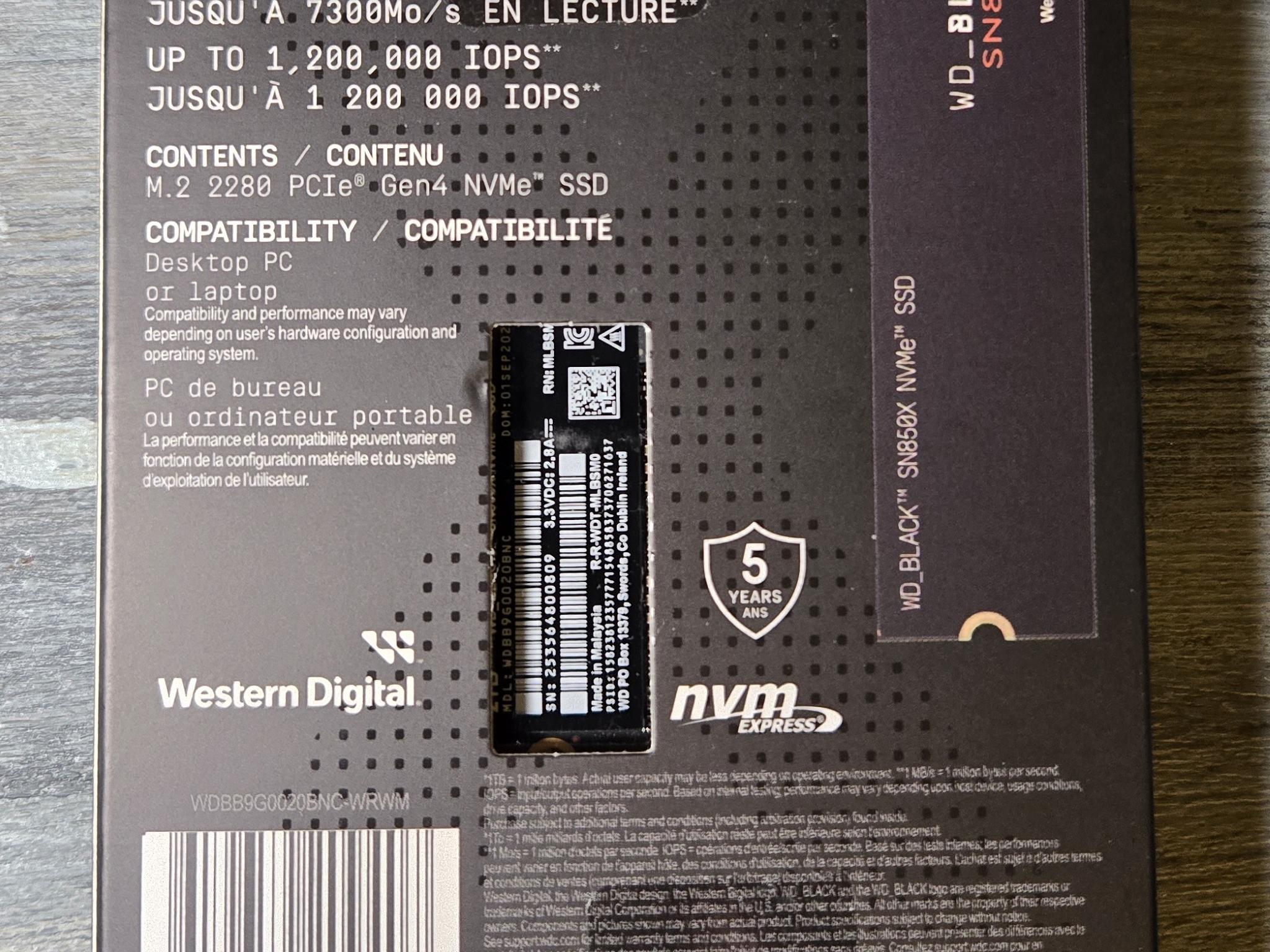 *New Unopened* 2tb WD Black SN850X