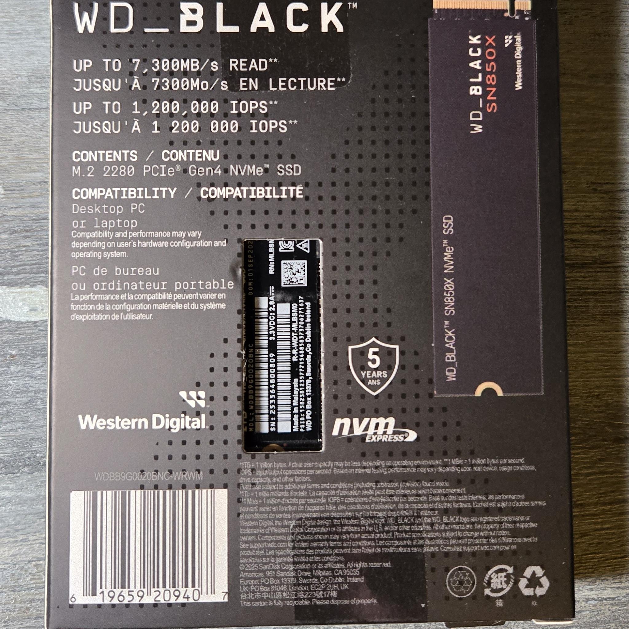 *New Unopened* 2tb WD Black SN850X