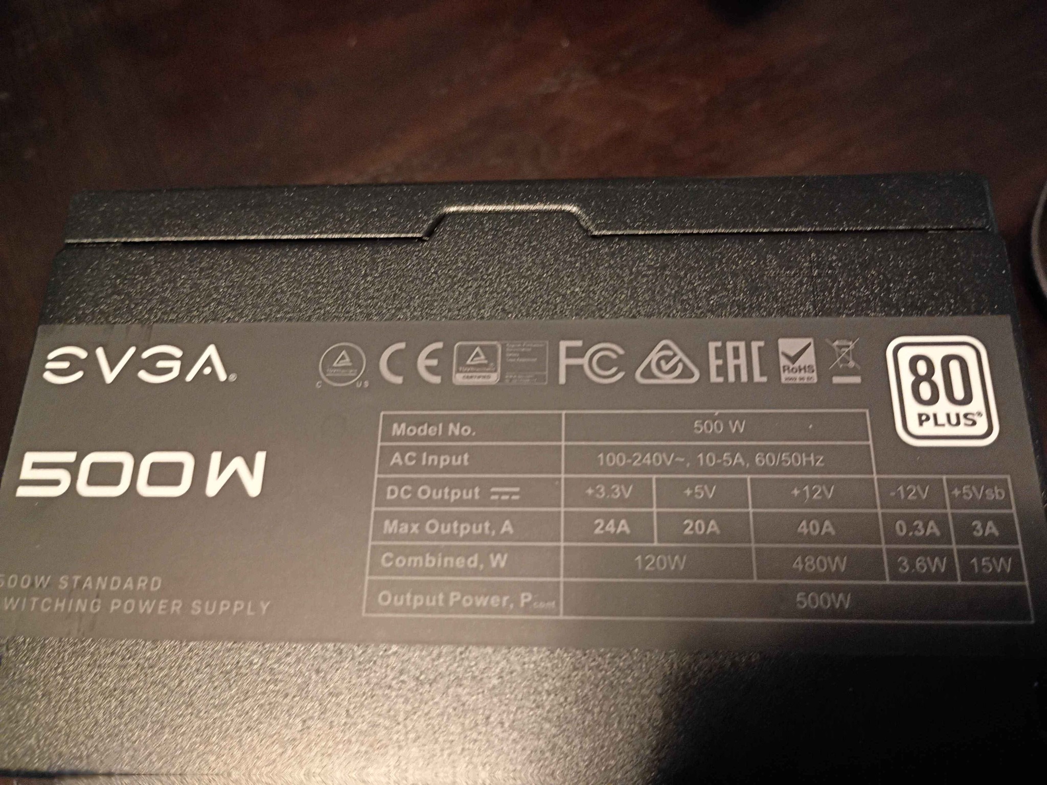 EVGA 500W W1 80+ Certified Non-Modular