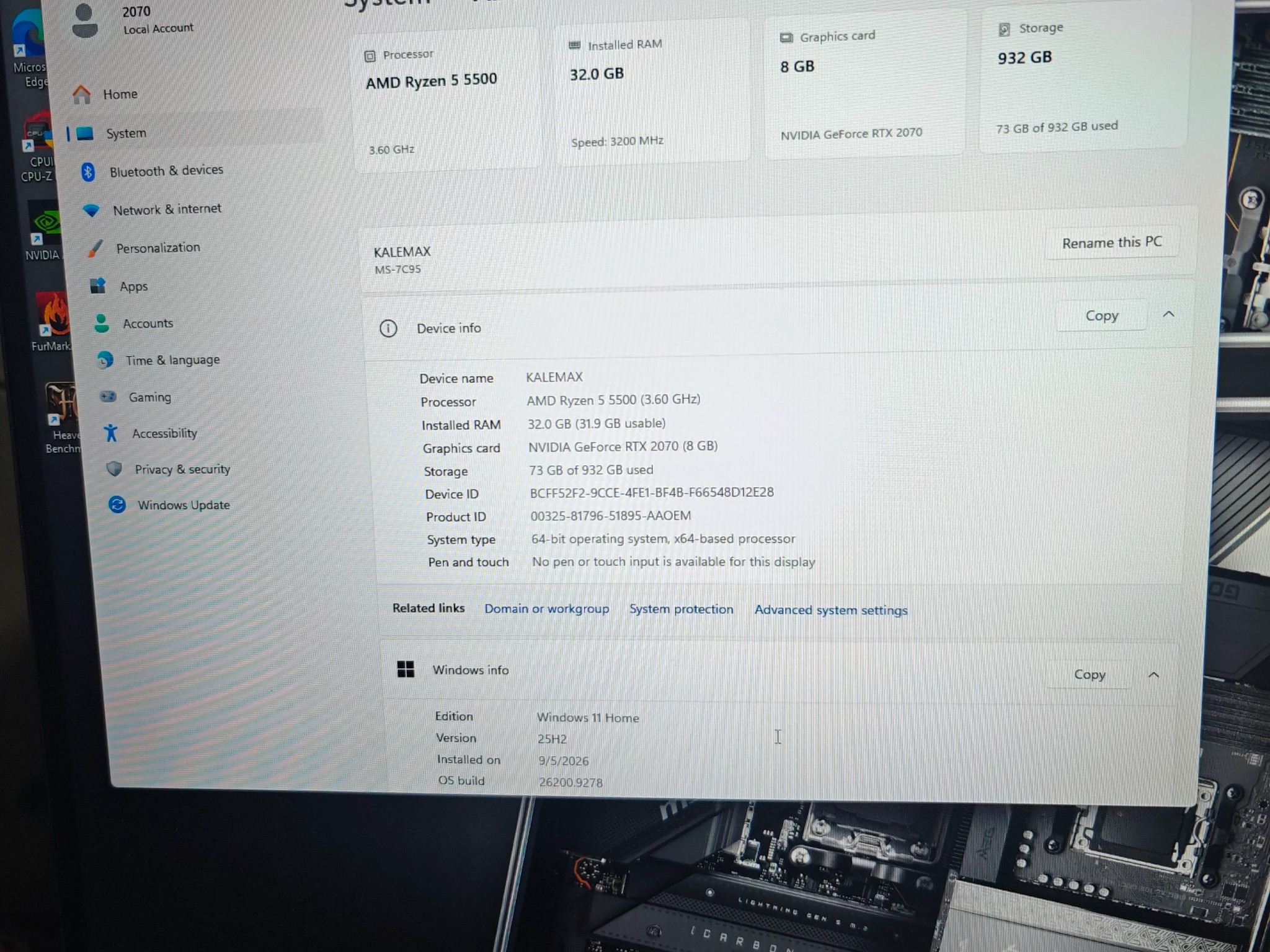 GAMING PC| AMD RYZEN 5 5500|NVIDIA RTX 2070 8GB|32GB DDR4 3200|1TB NVME SSD|WINDOWS 11 HOME ACTIVE