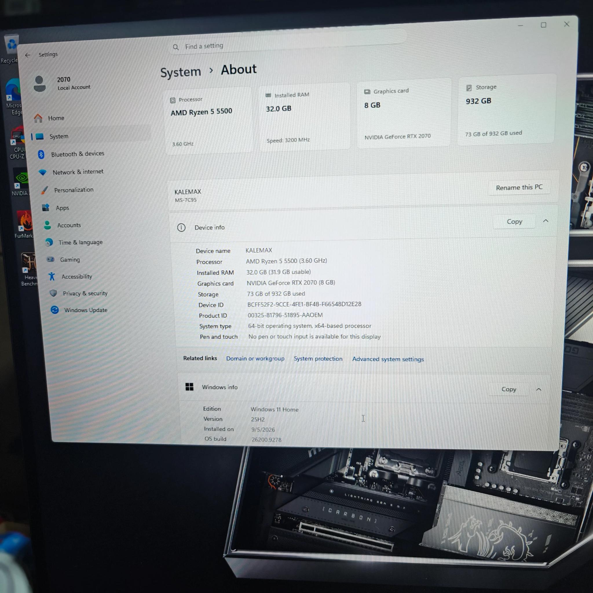GAMING PC| AMD RYZEN 5 5500|NVIDIA RTX 2070 8GB|32GB DDR4 3200|1TB NVME SSD|WINDOWS 11 HOME ACTIVE