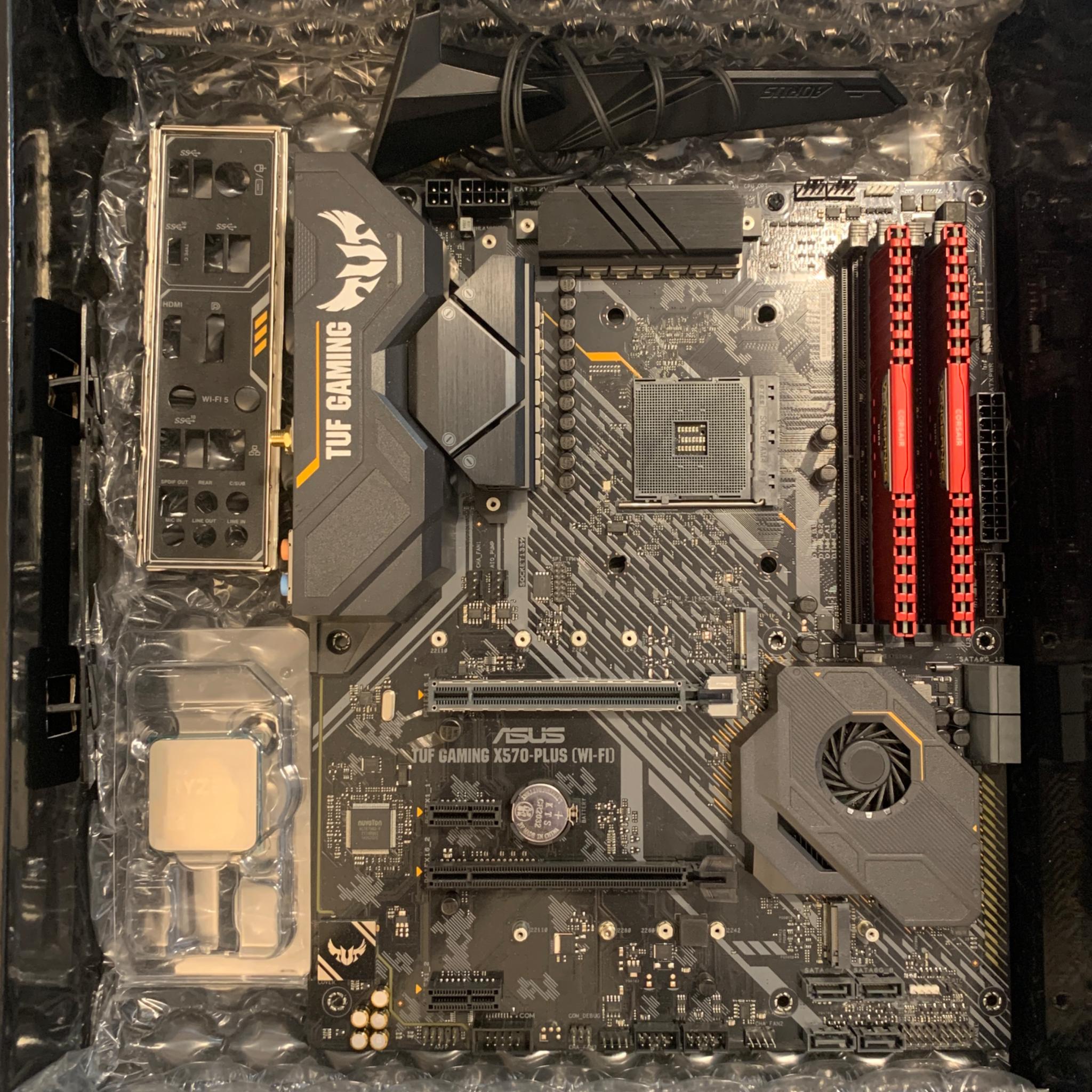 Asus tuf-gaming X570-plus WiFi AM4 ATX + AMD Ryzen 7 5800X Vermeer 3.8GHz 8 core AM4 proc + 32GB ram