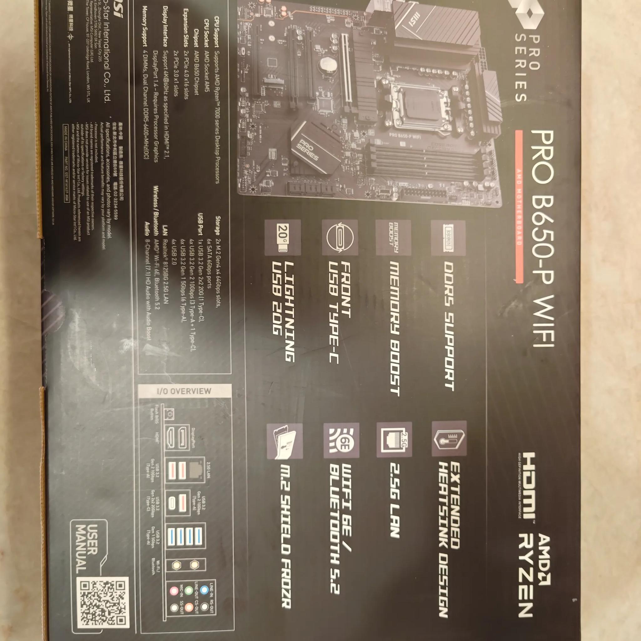 New MSI PRO B650-P WiFi AM5 ATX AMD Motherboard