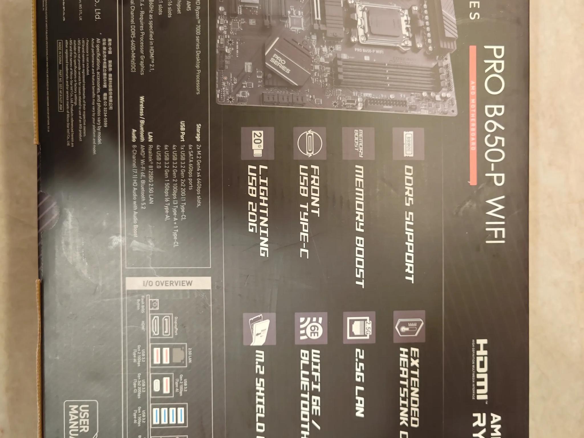 New MSI PRO B650-P WiFi AM5 ATX AMD Motherboard