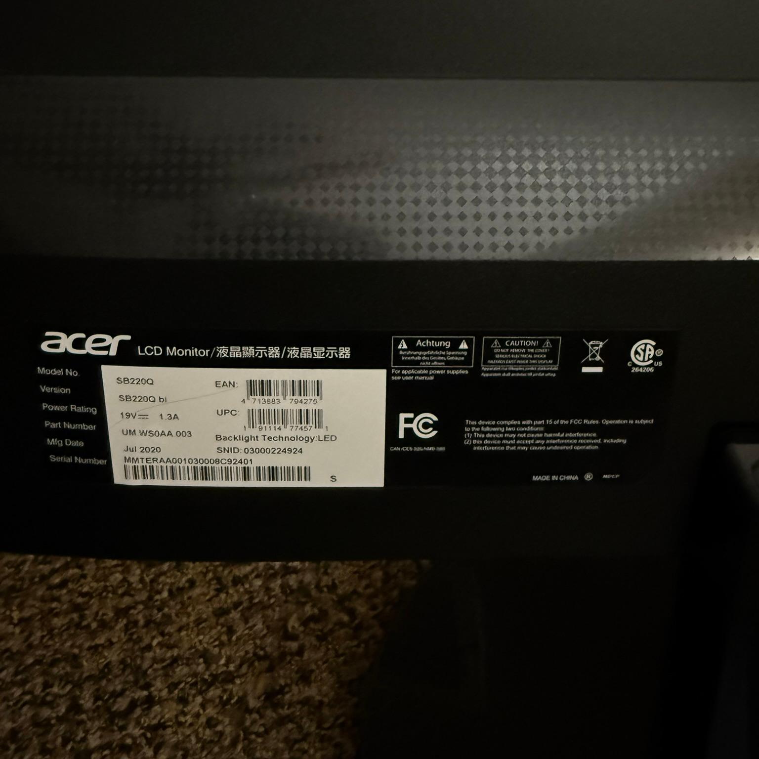Acer 21.5 Inch Full HD (1920 x 1080) IPS Ultra-Thin Zero Frame Computer Monitor
