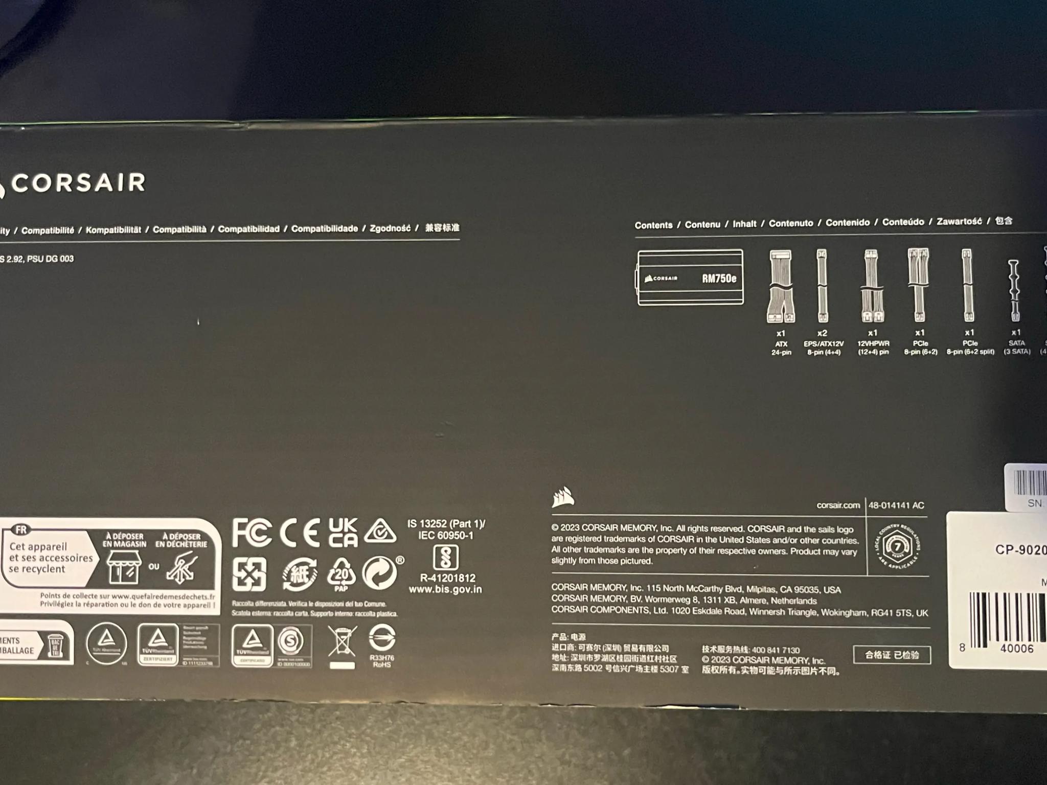 Copy of Corsair RM750e 750W Modular Power Supply | Box Included | All cables Included | Minimal U...