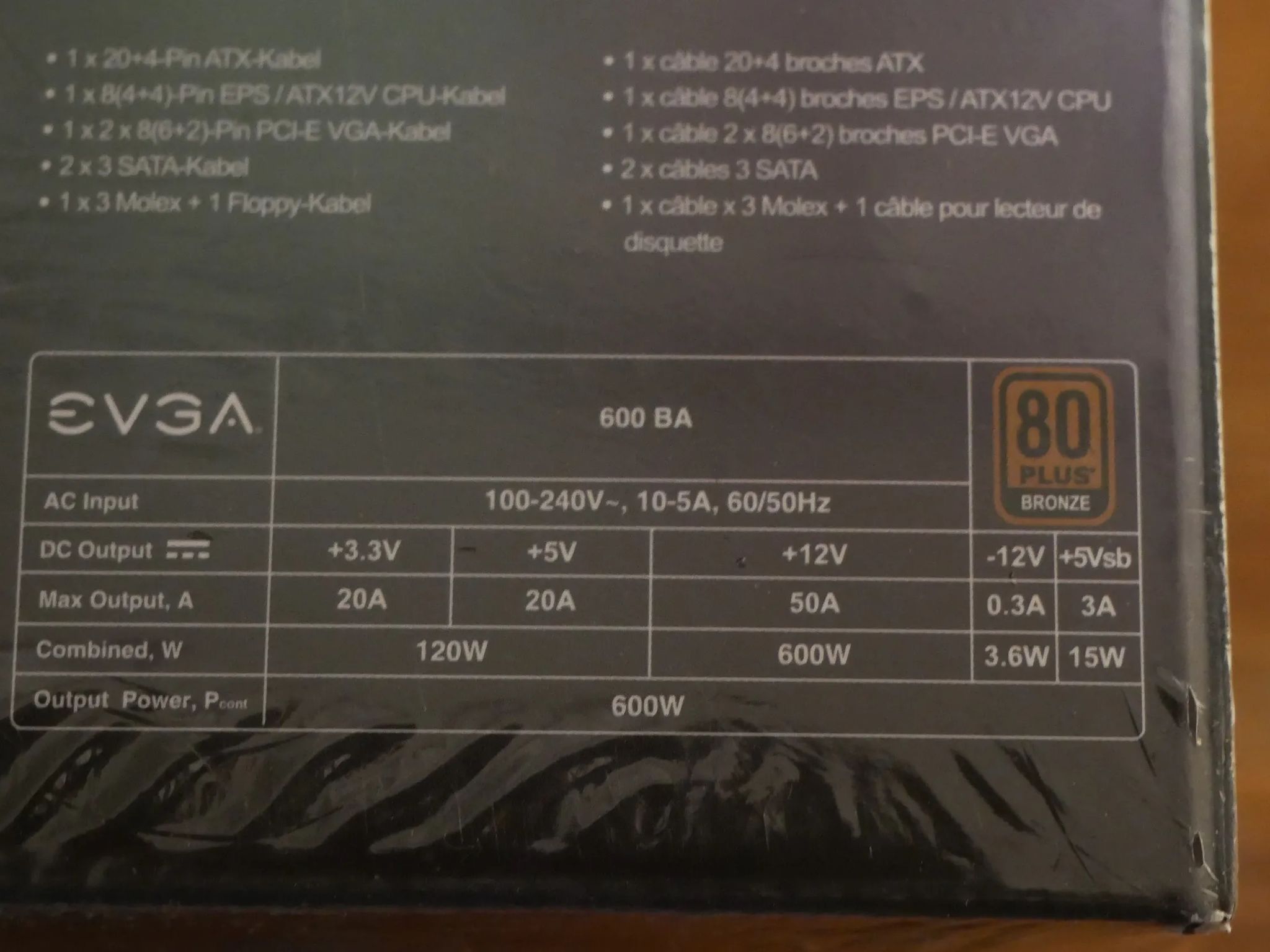 EVGA 600 Ba, 80 Plus Bronze 600w, Power Supply 100-Ba-0600-K1