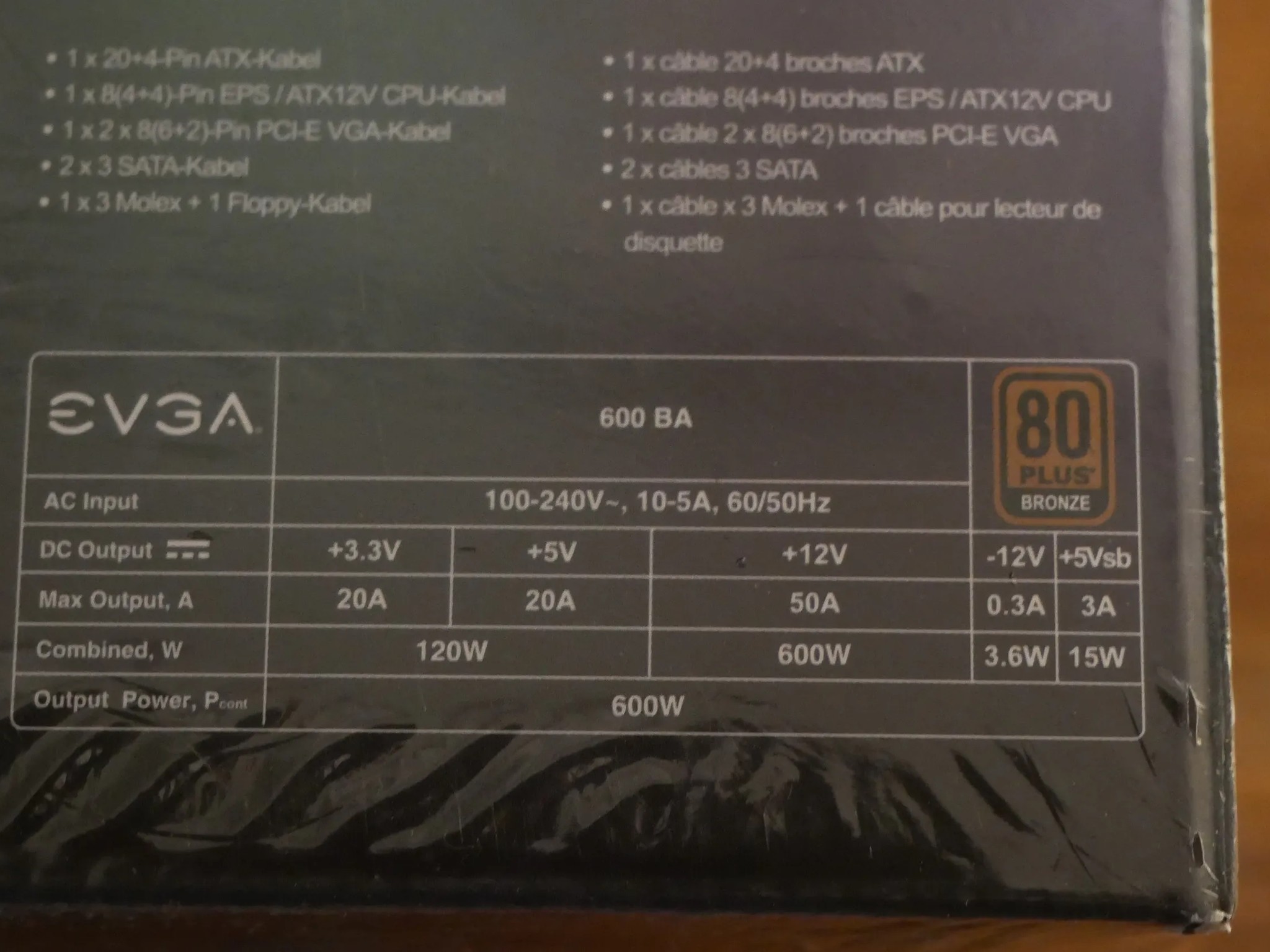 EVGA 600 Ba, 80 Plus Bronze 600w, Power Supply 100-Ba-0600-K1