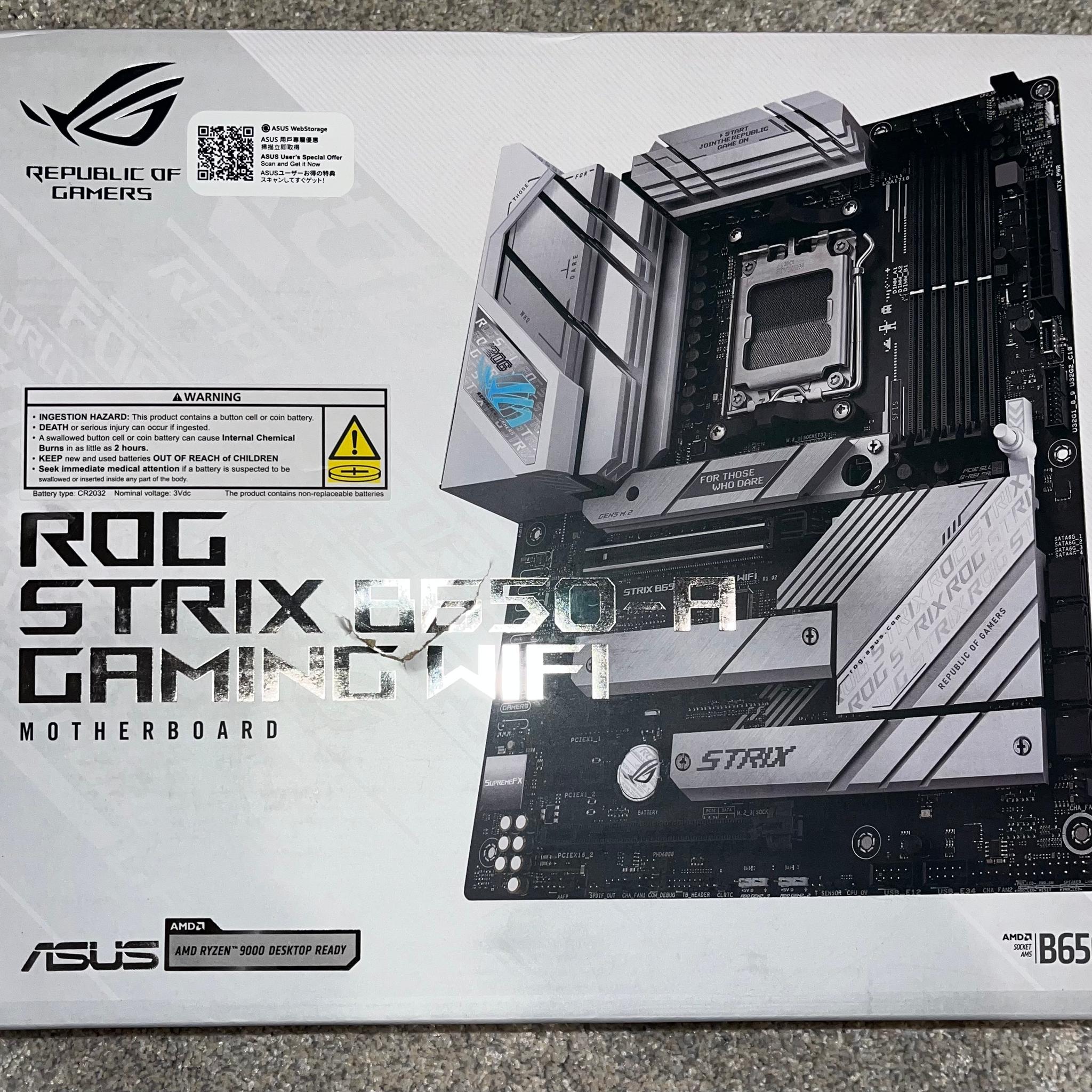 ASUS ROG STRIX B650-A GAMING WIFI (Socket AM5) AMD B650 ATX DDR5 Wi-Fi 6E AURA
