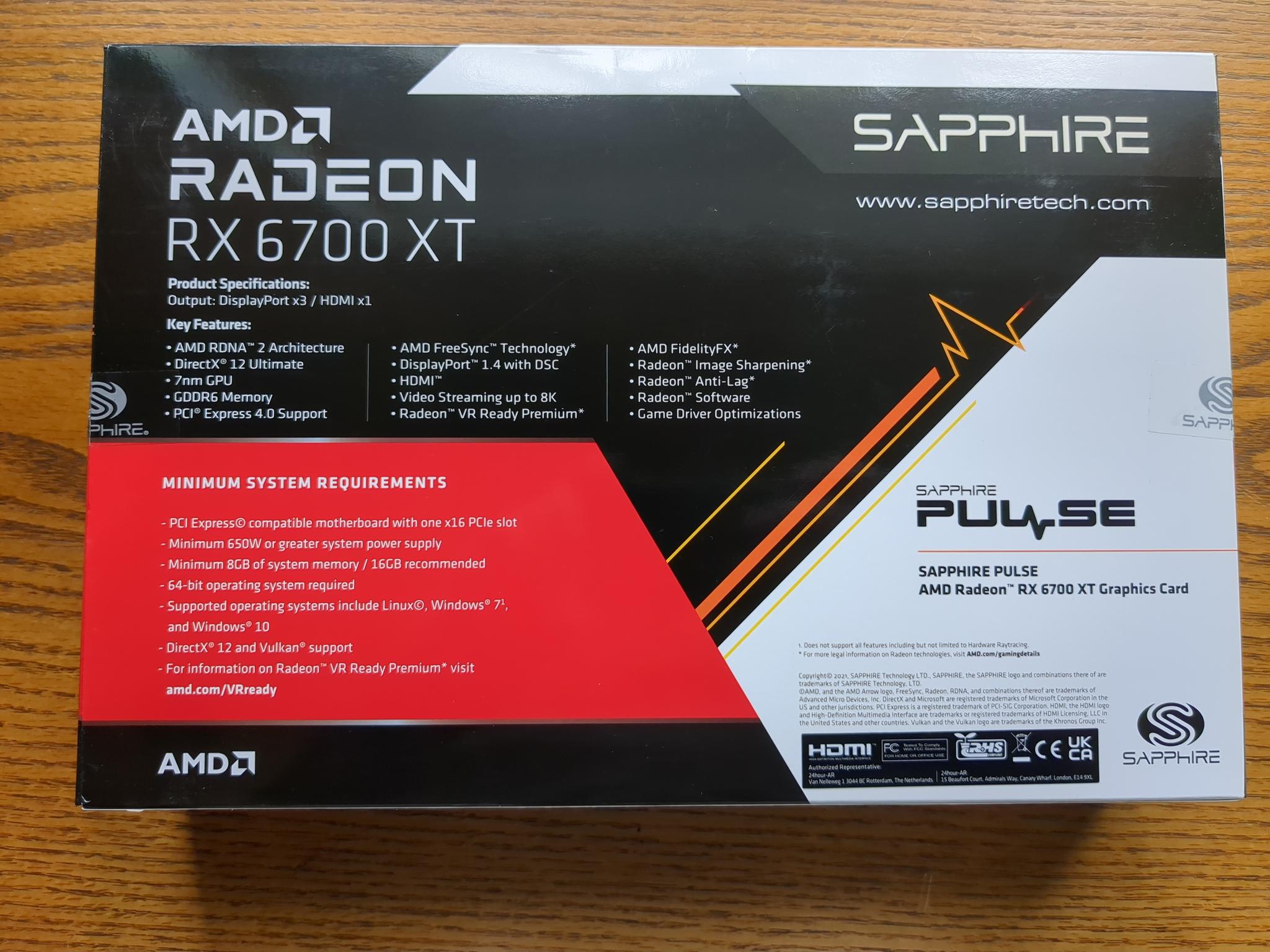 Sapphire PULSE 12GB Radeon RX 6700 XT