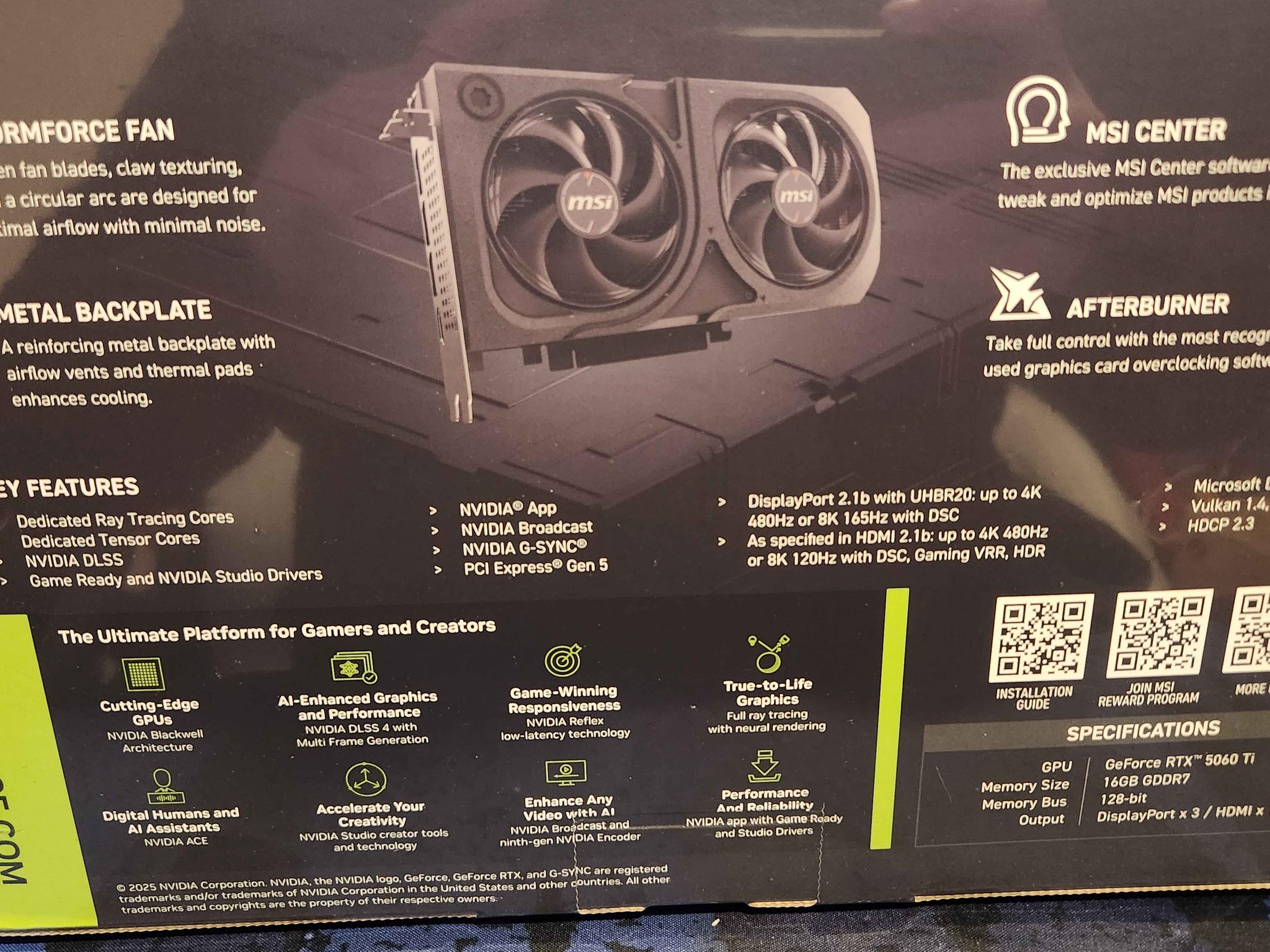 MSI GeForce RTX 5060 Ti 16G SHADOW 2X OC
