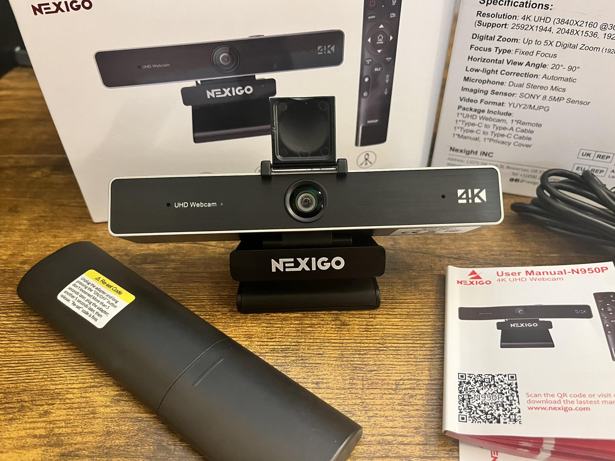 NexiGo N950P 4K UHD USB-C Webcam with Privacy Cover + Remote (Mac, PC)