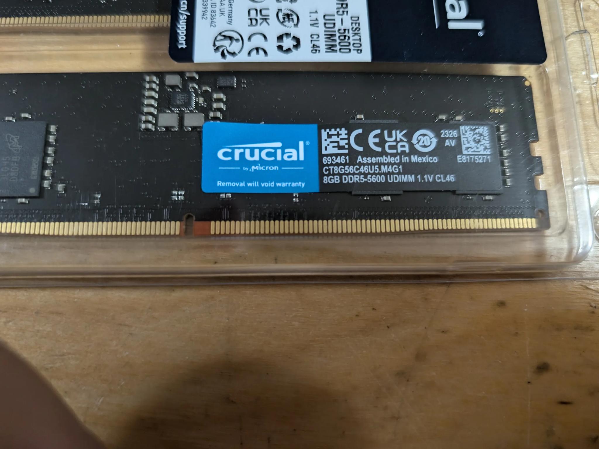 16GB DDR5 5600mhz Crucial Desktop Memory kit of 2x8gb