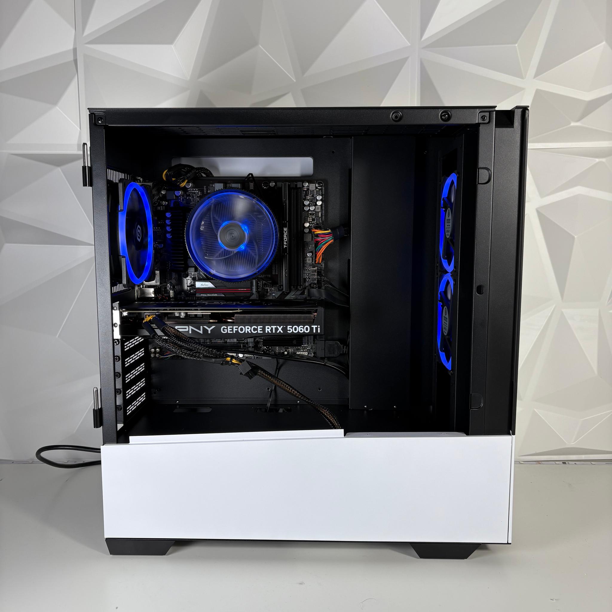 Clean White Gaming PC - Nvidia RTX 5060 Ti 16GB, AMD Ryzen 5 7600, 16GB DDR5, 1TB SSD