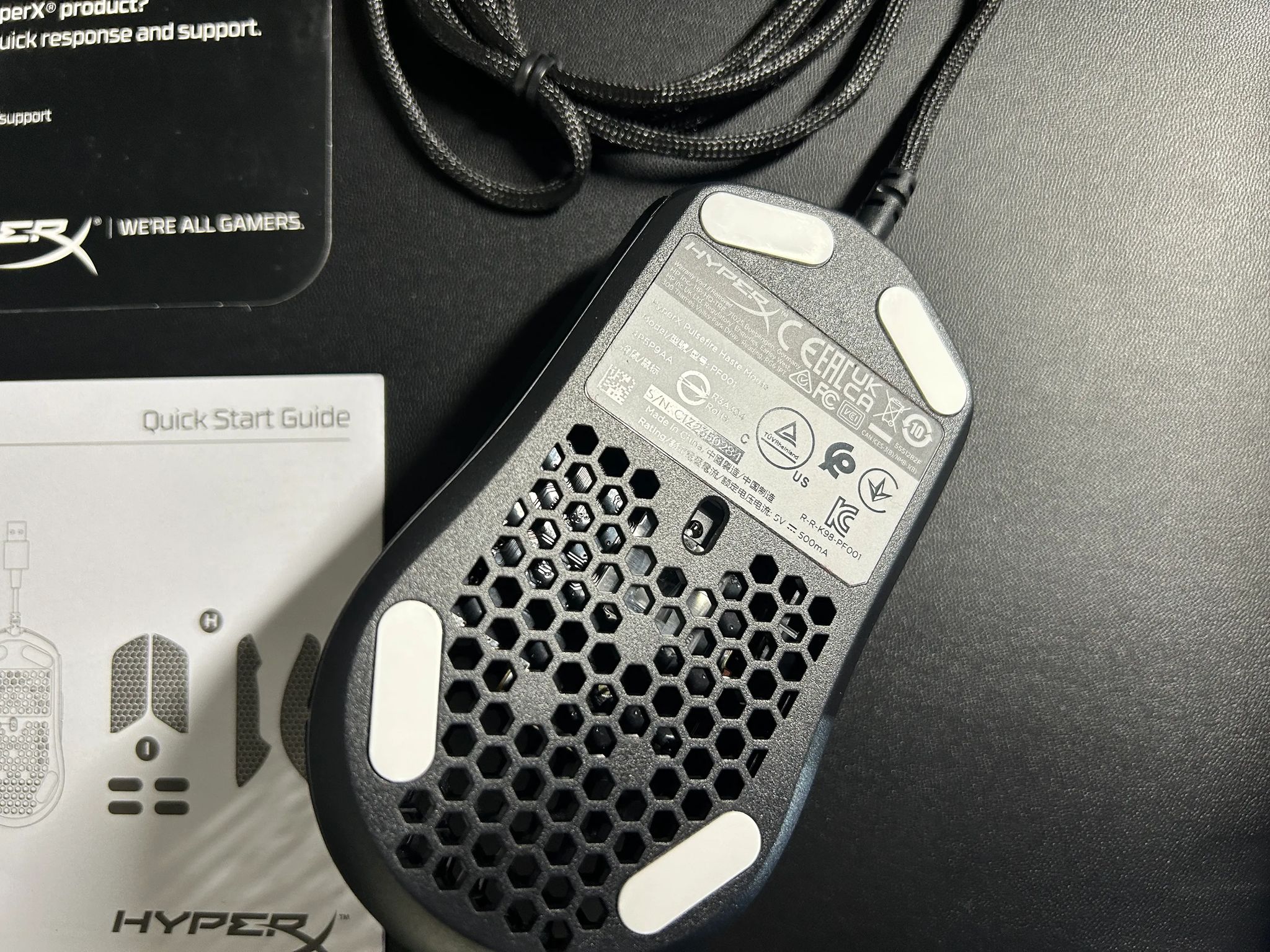 HyperX Pulsefire Haste – Ultra-Lightweight, 59g, Honeycomb Shell, Hex Design, USB Cable, 16000 DPI