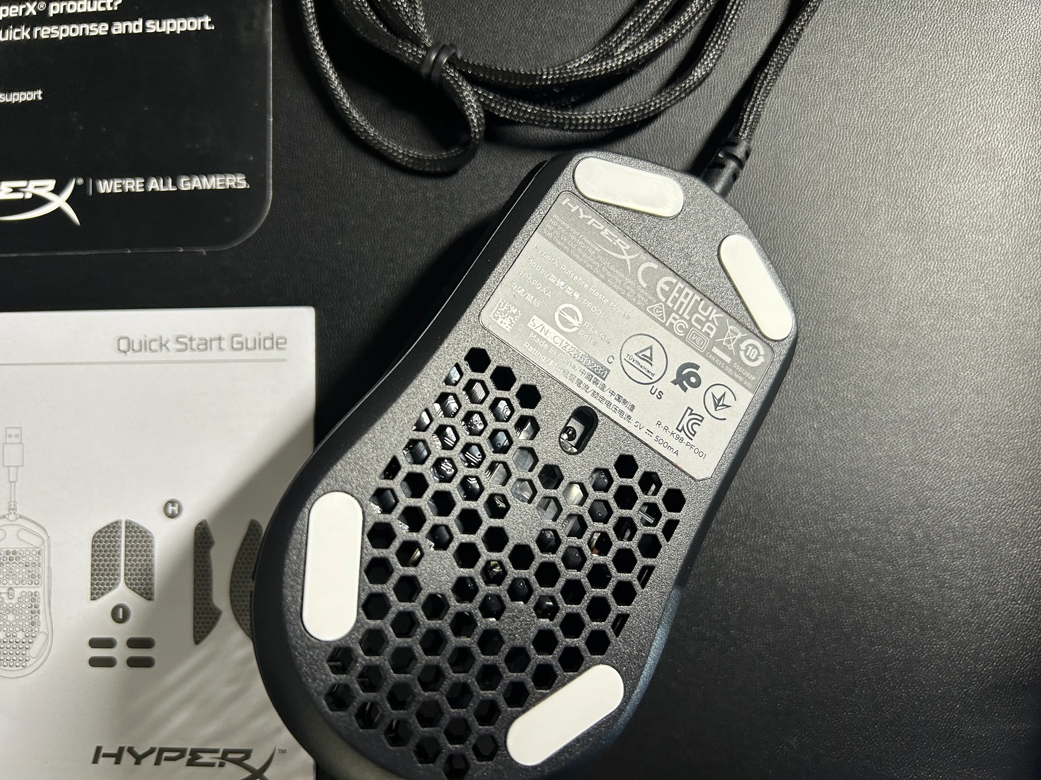 HyperX Pulsefire Haste – Ultra-Lightweight, 59g, Honeycomb Shell, Hex Design, USB Cable, 16000 DPI