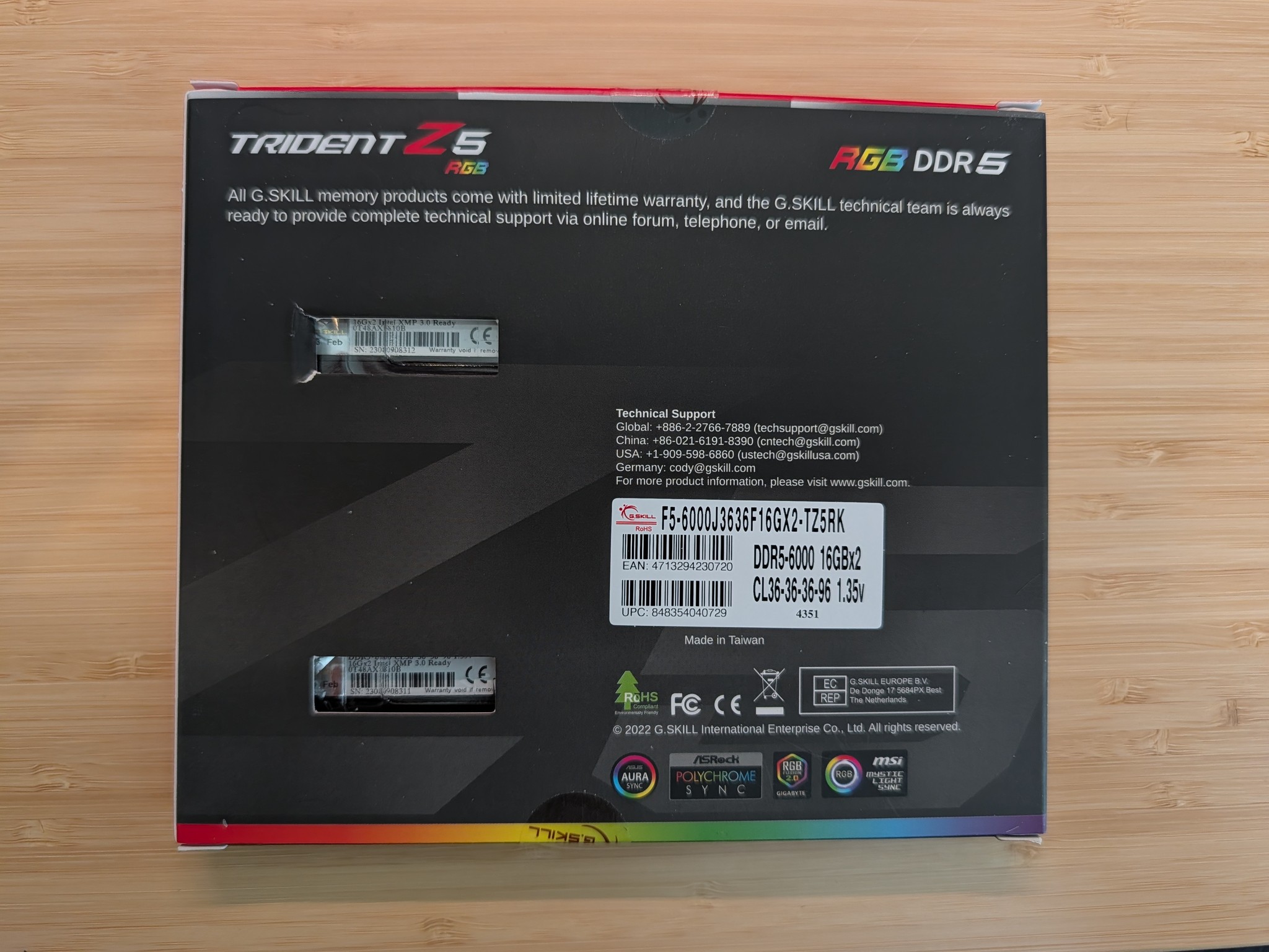 G.Skill Trident Z5 RGB DDR5 - 32GB (16GB x 2) - Intel XMP Ready