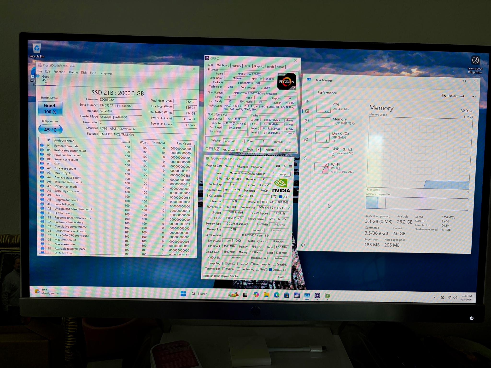 Gaming PC: 3800x, 32GB RAM, 2TB SSD, RTX 3070
