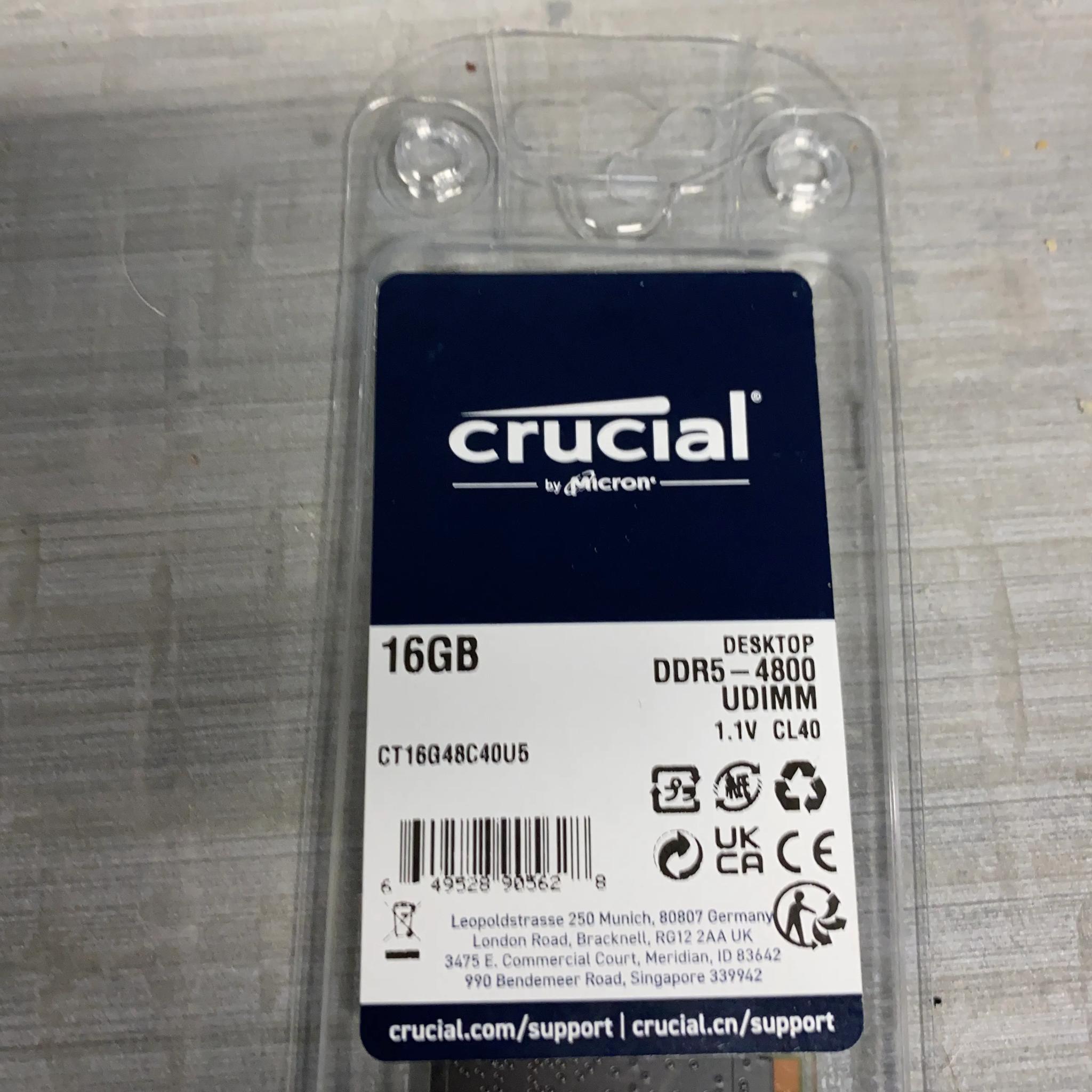 Crucial DDR5 4800 CL40 Ram 16GB Single Stick